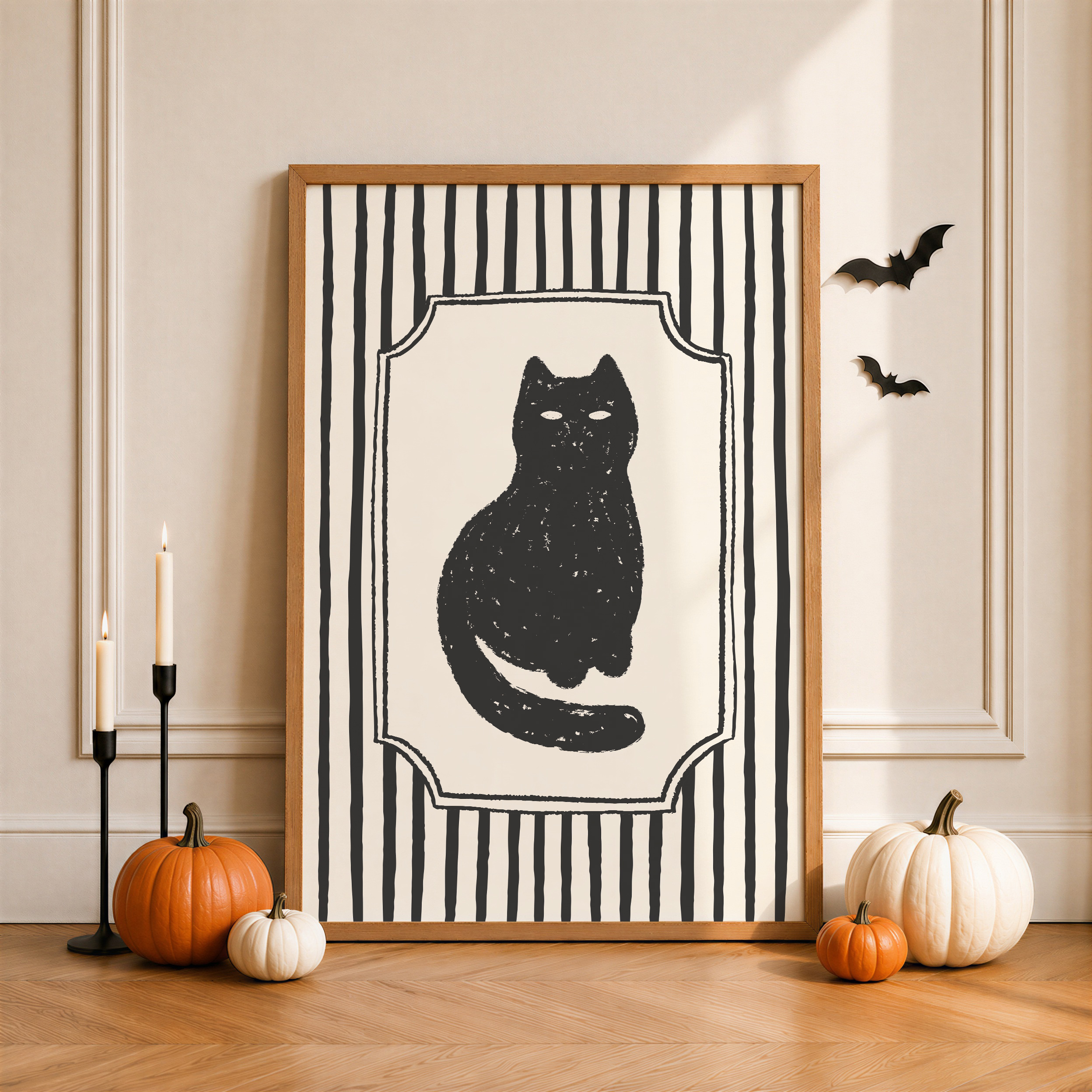 Striped Black Cat Print - Image 4