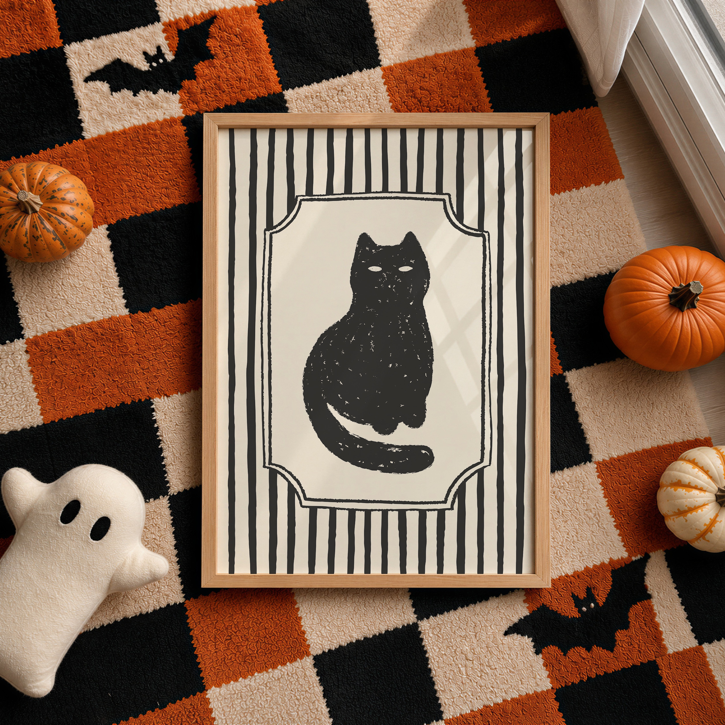 Striped Black Cat Print - Image 5