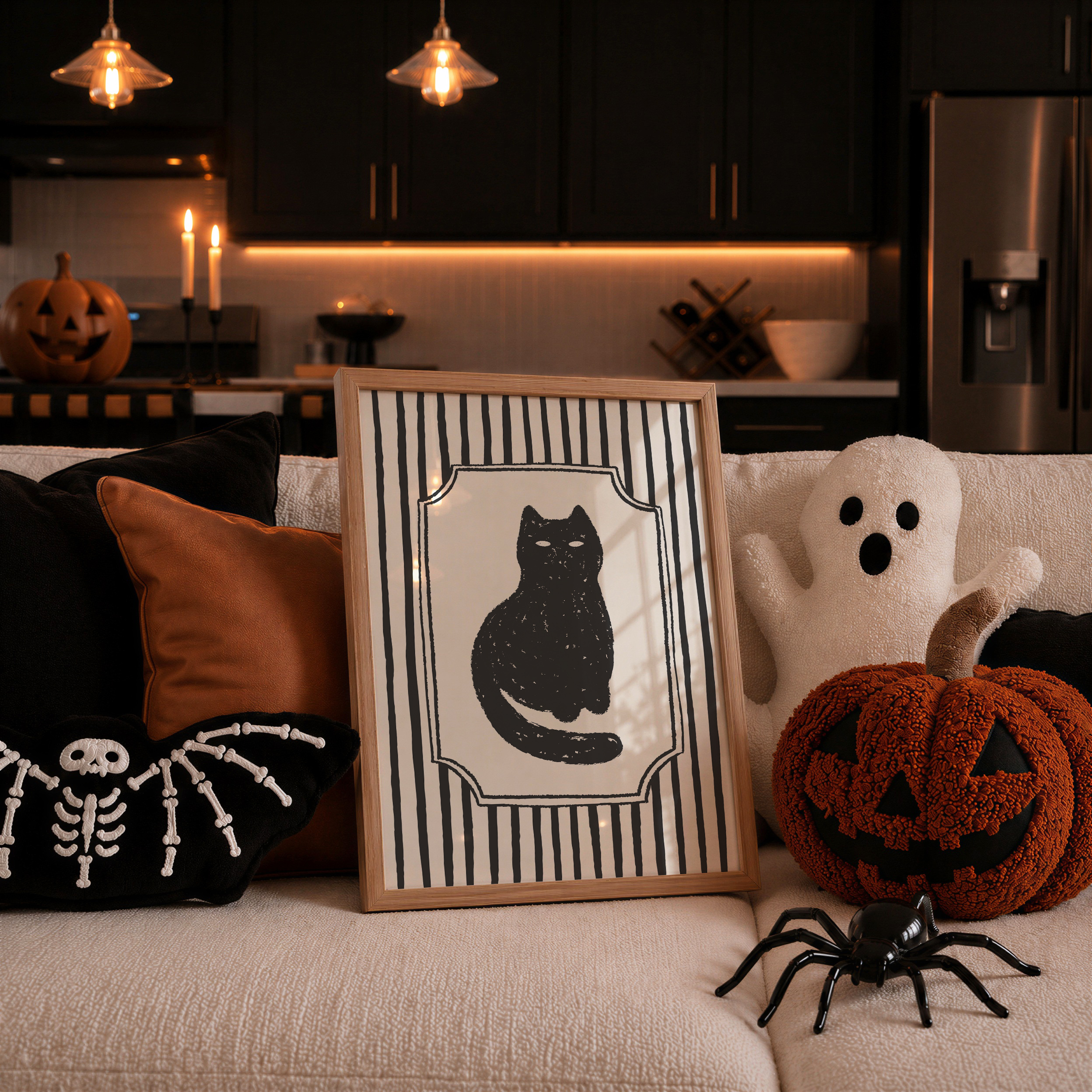 Striped Black Cat Print - Image 3