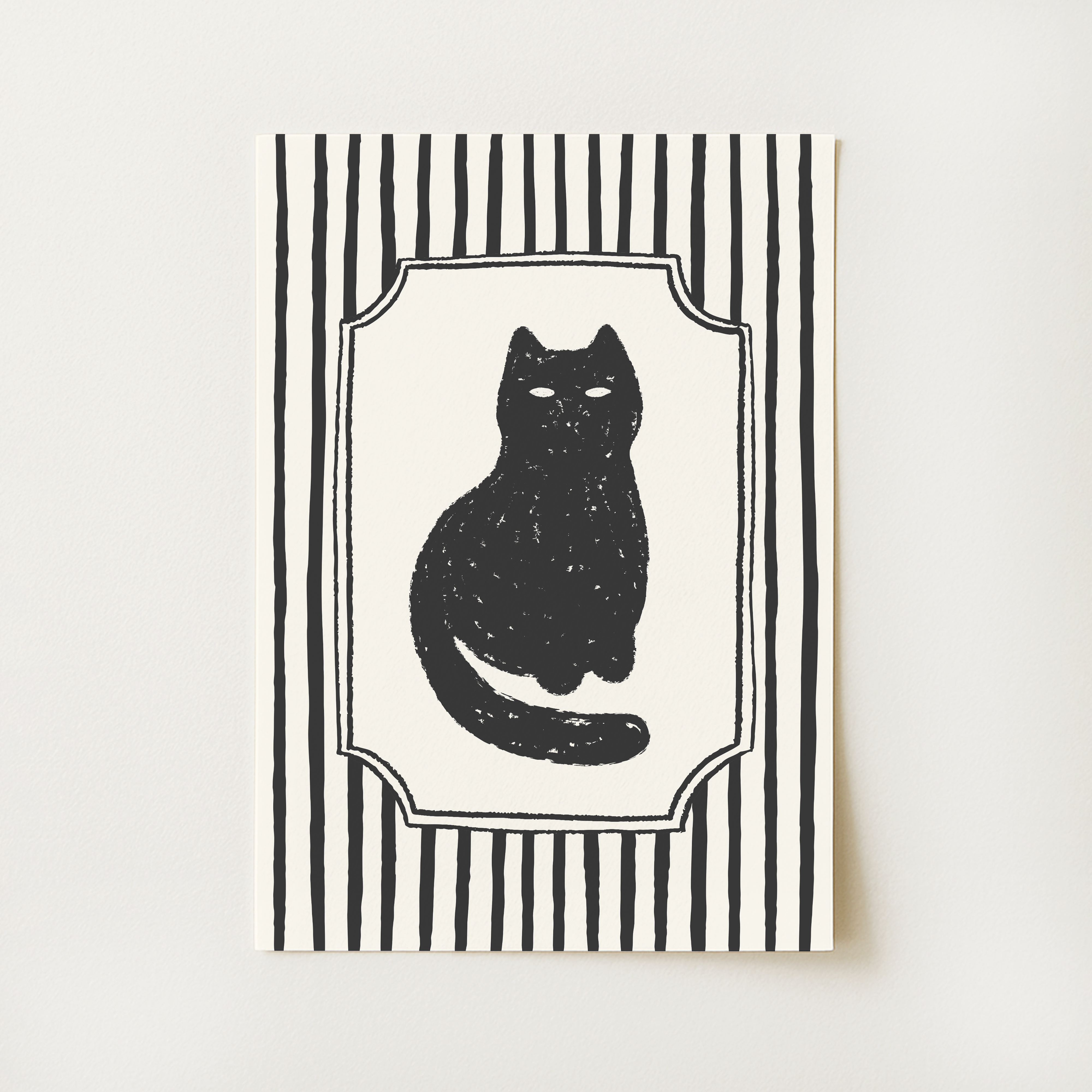Striped Black Cat Print