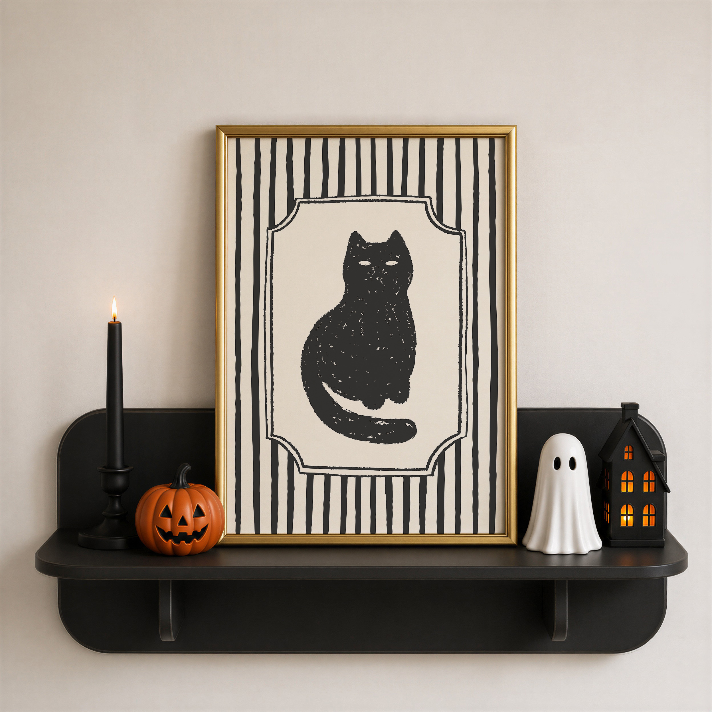 Striped Black Cat Print - Image 2