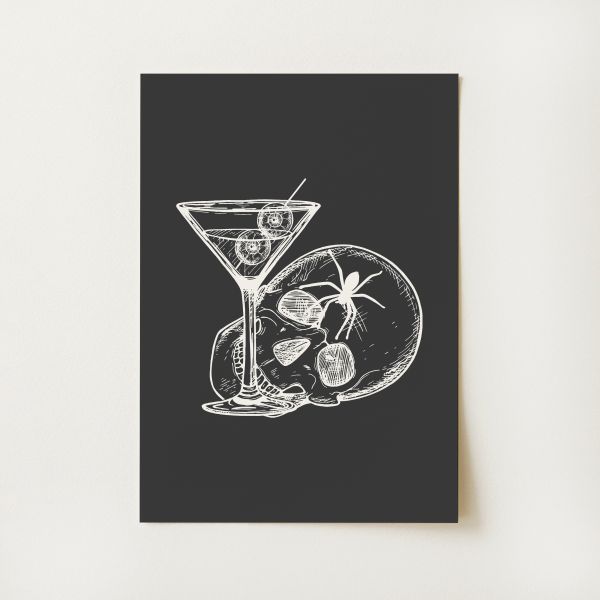 Skull Martini Print