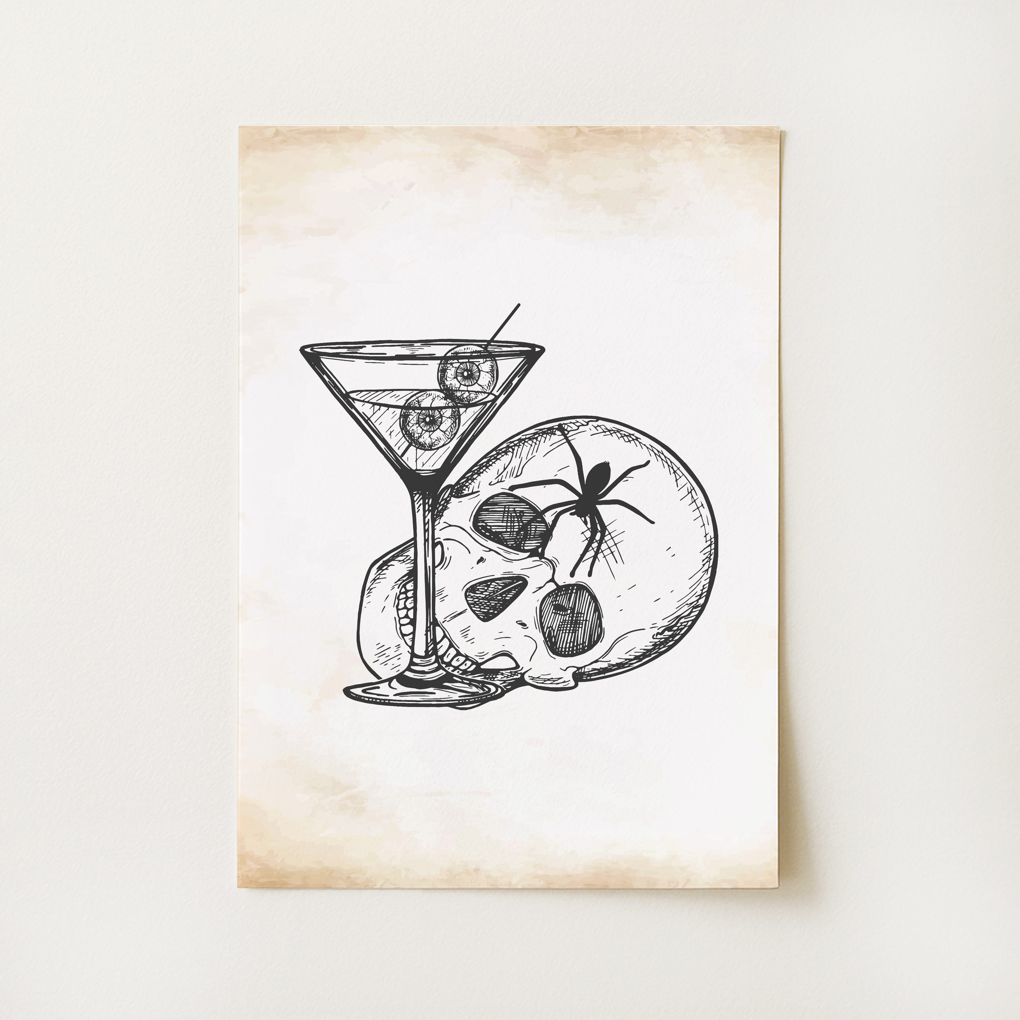 Skull Martini Print