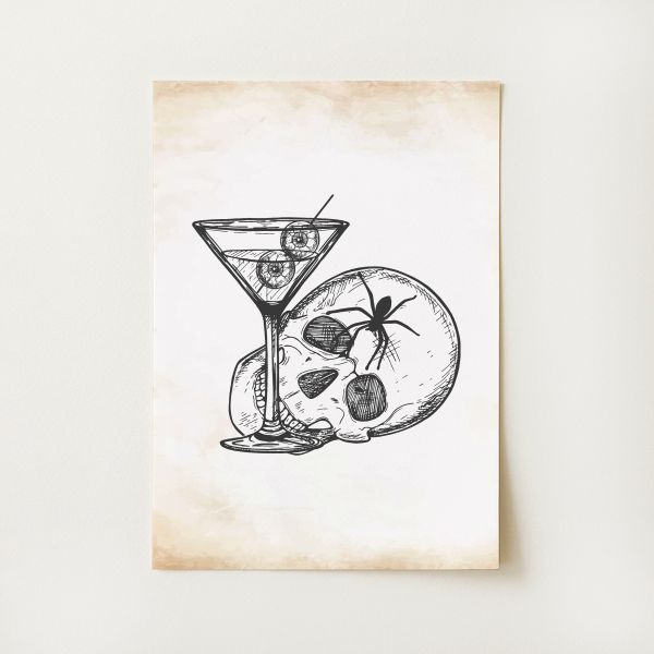 Skull Martini Print