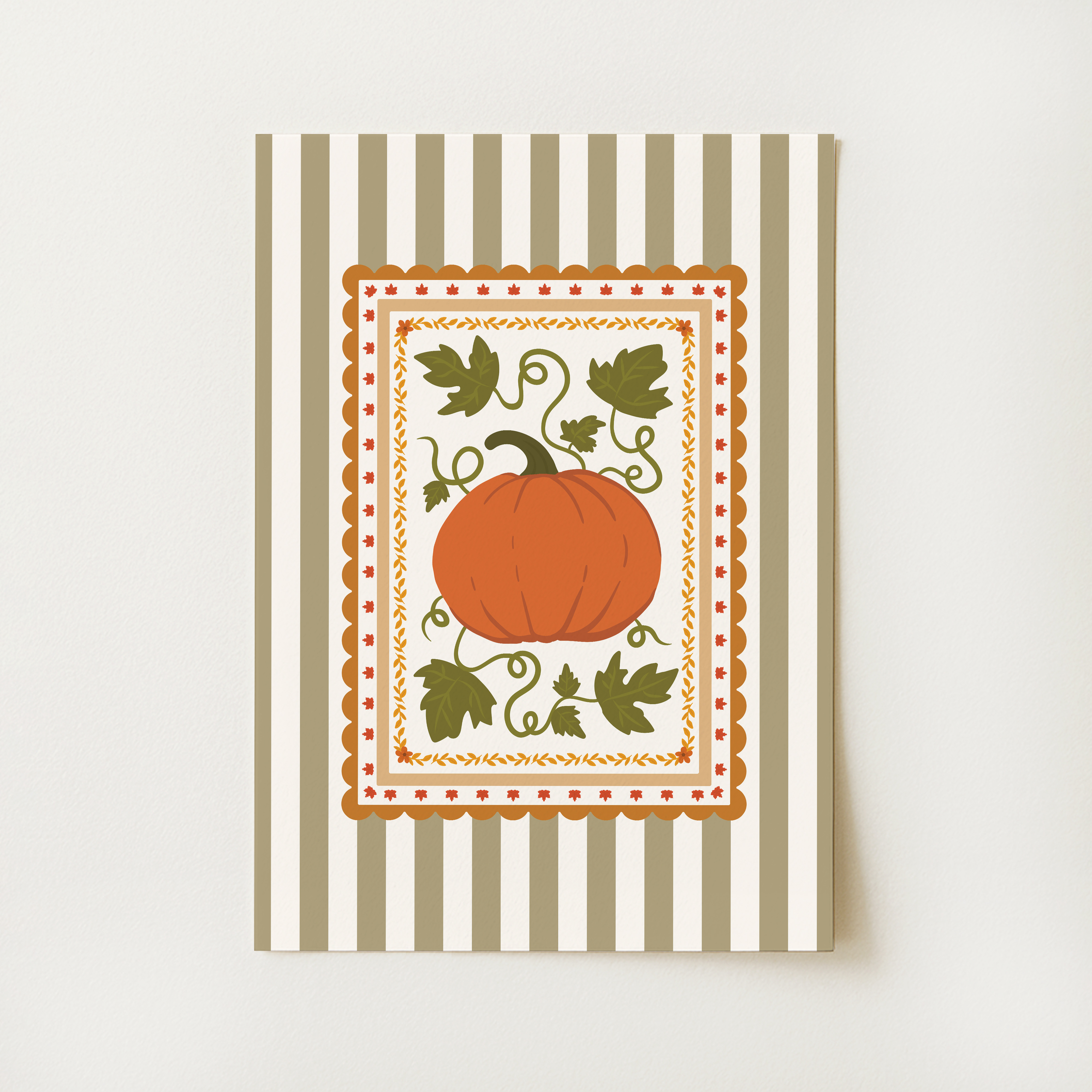 Pumpkin Folk Frame Print