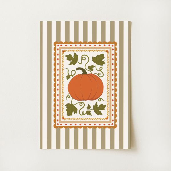 Pumpkin Folk Frame Print