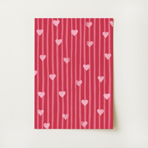 Striped Hearts Print