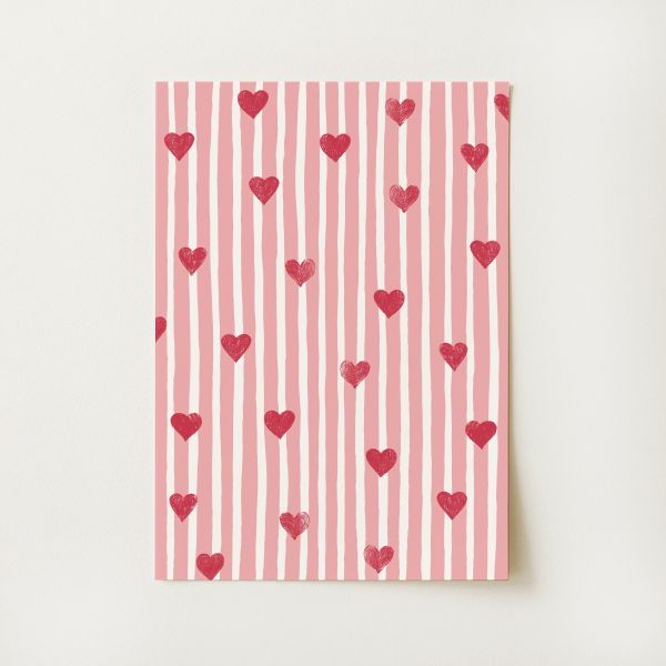 Striped Hearts Print