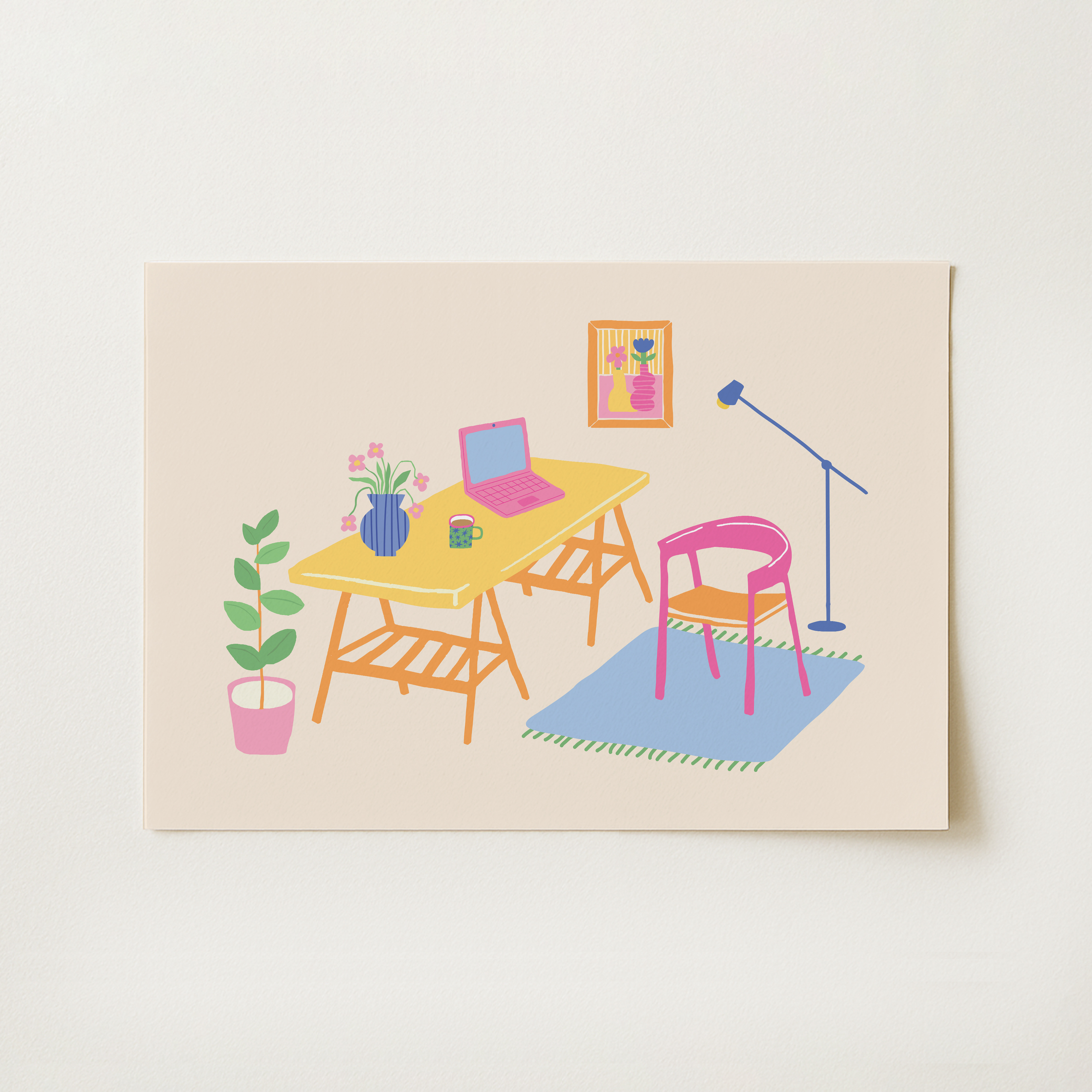 Cute Office Illustration Print