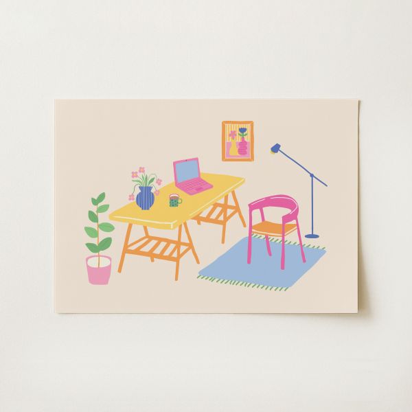 Cute Office Illustration Print