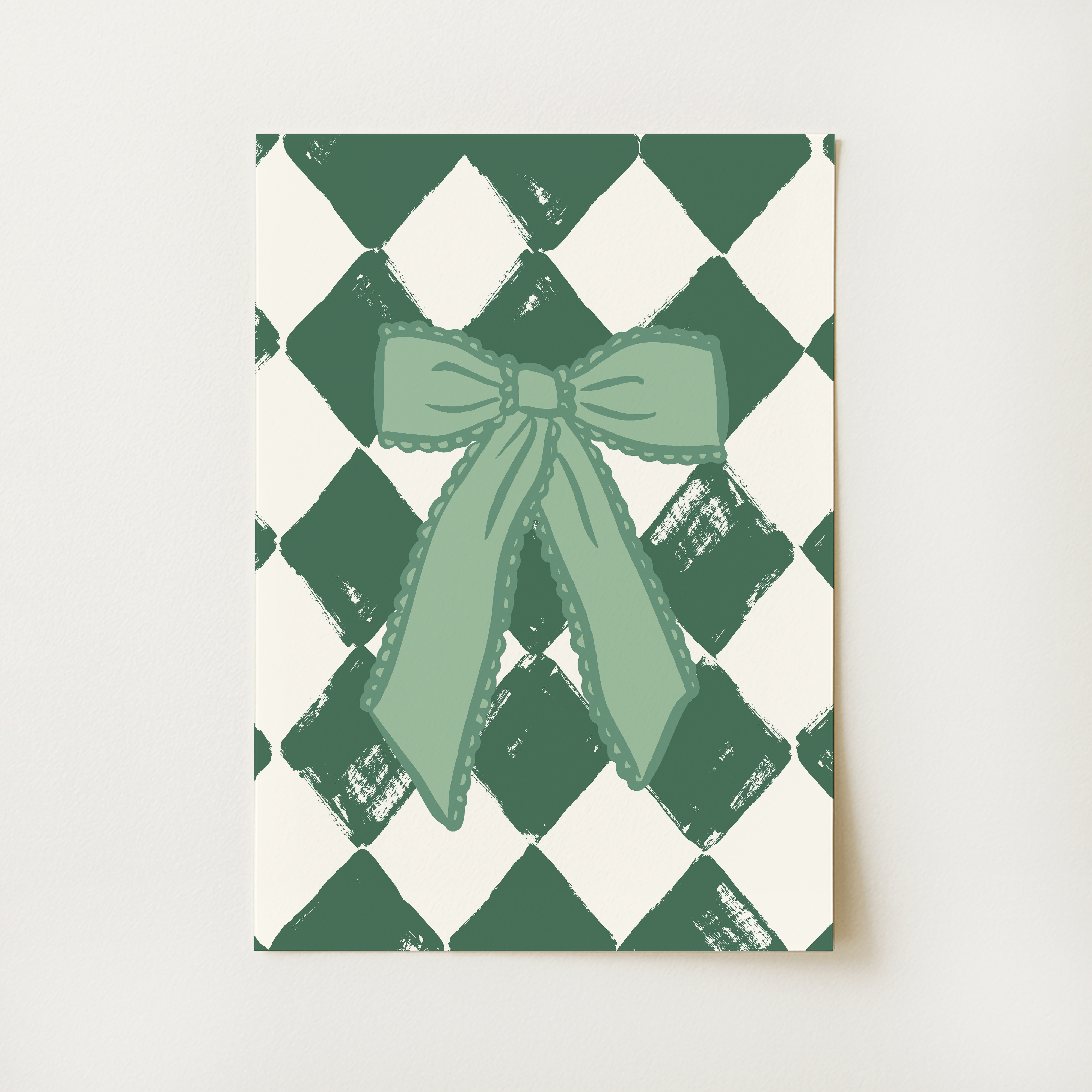 Vintage Green Bow Print