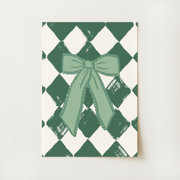 Vintage Green Bow Print