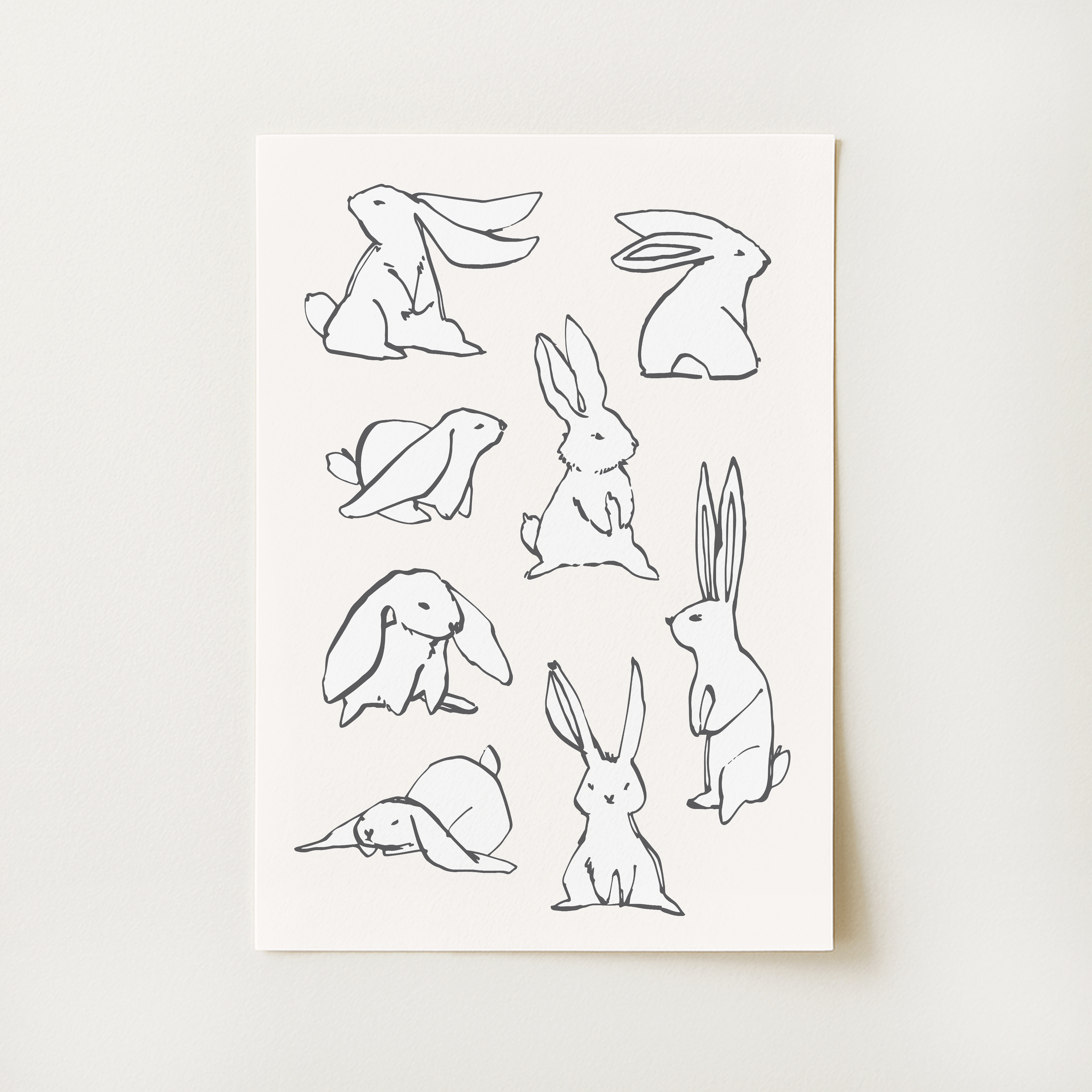 Bunnies Sketch Print