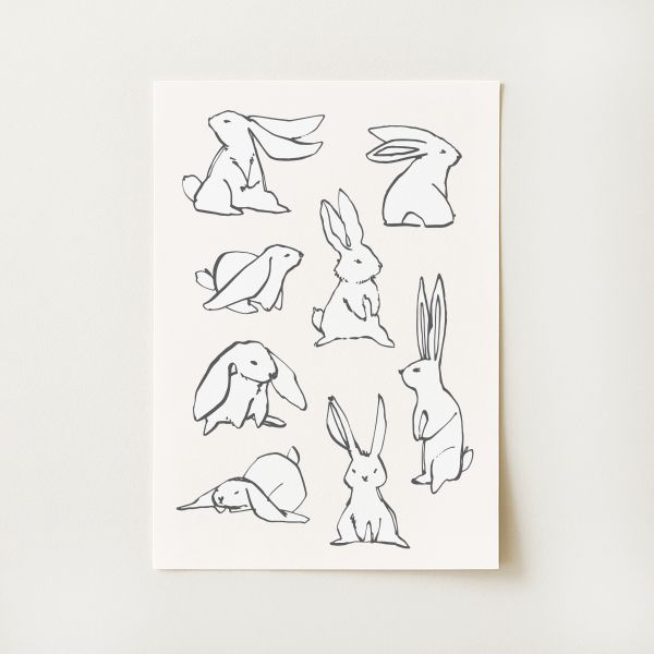 Bunnies Sketch Print