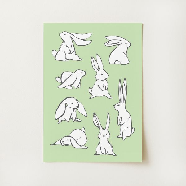 Bunnies Sketch Print