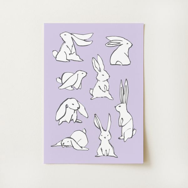 Bunnies Sketch Print