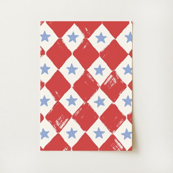 Checkered Stars Print