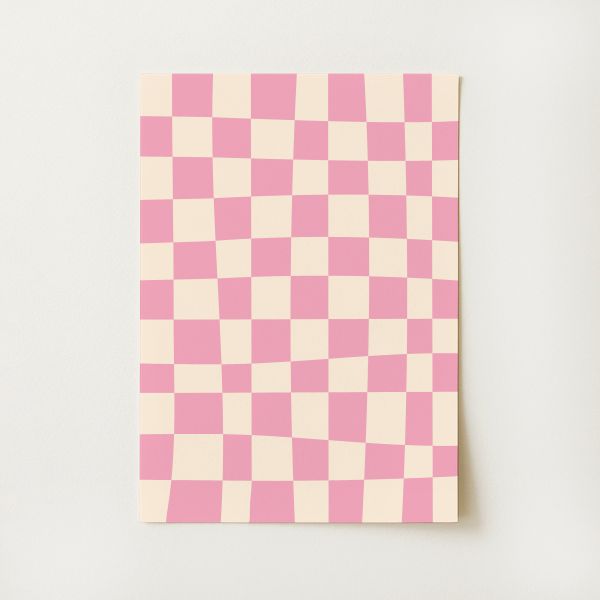 Pink and White Abstract Print