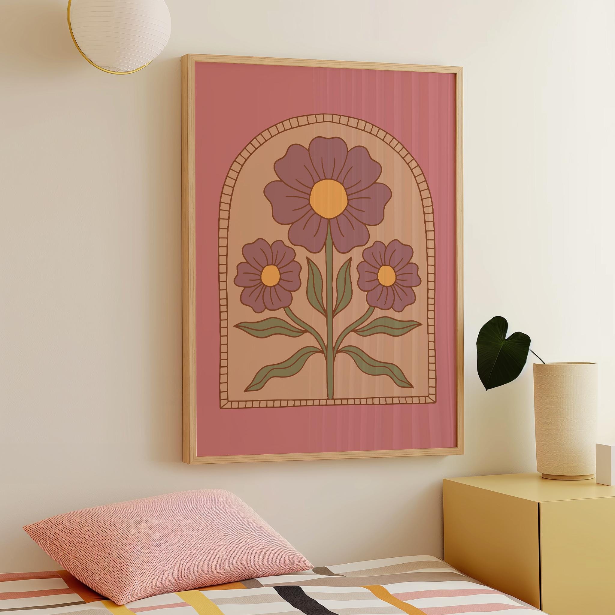 Boho Retro Floral Wall Art Print - Image 2