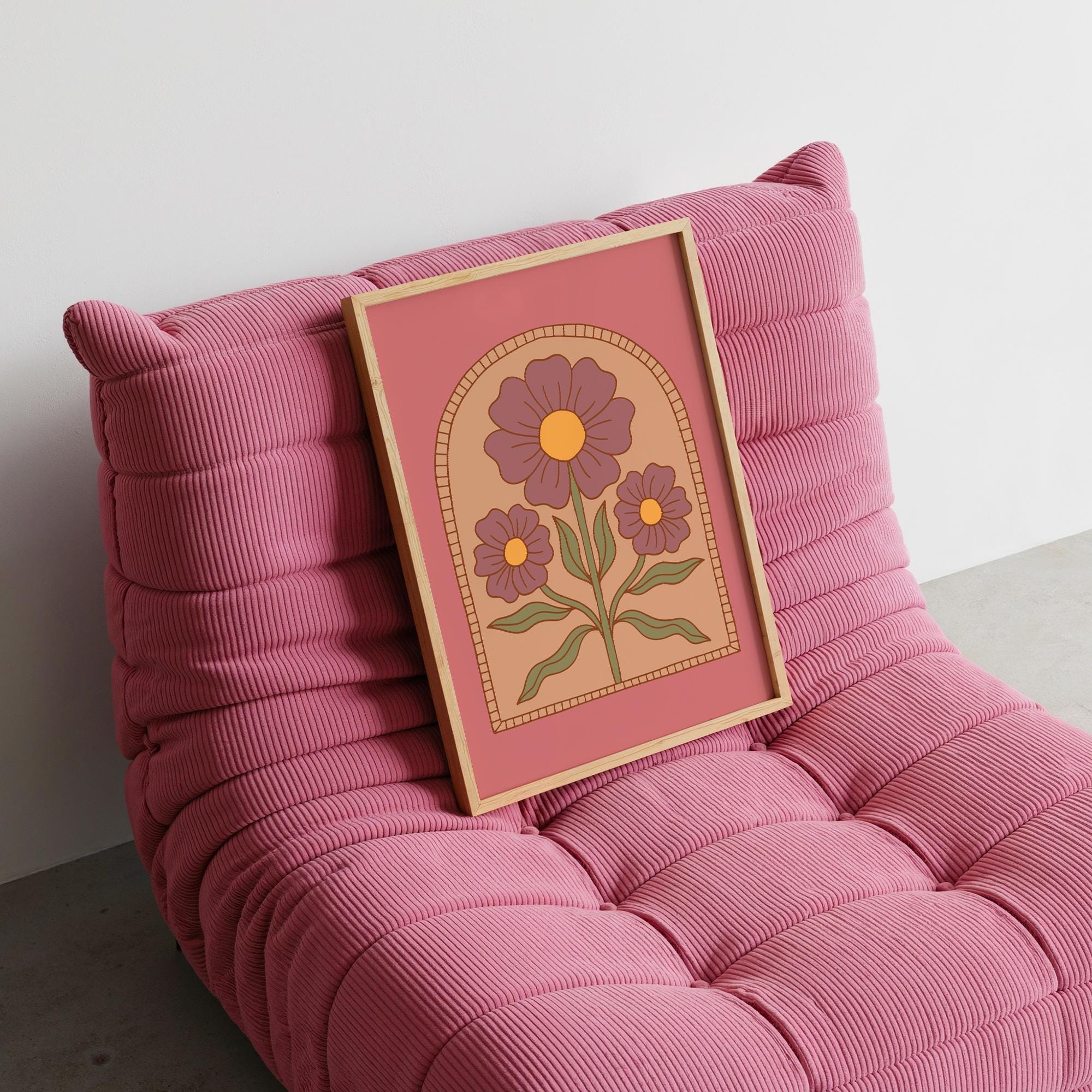 Boho Retro Floral Wall Art Print - Image 3