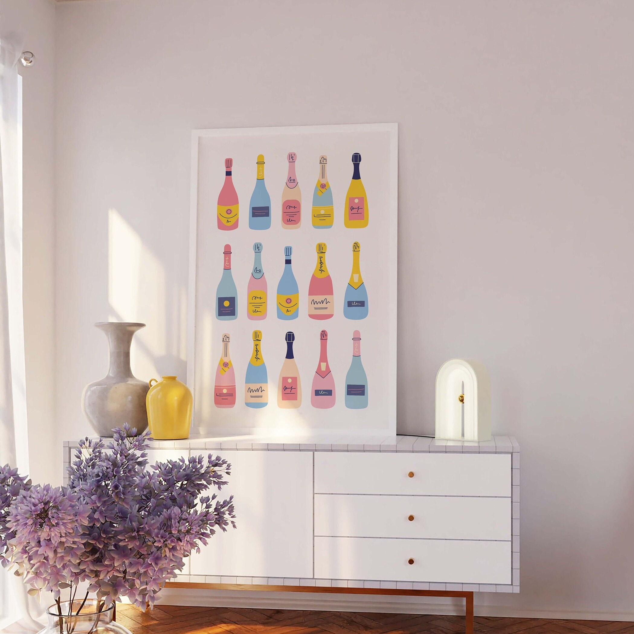 Champagne Bottles Print