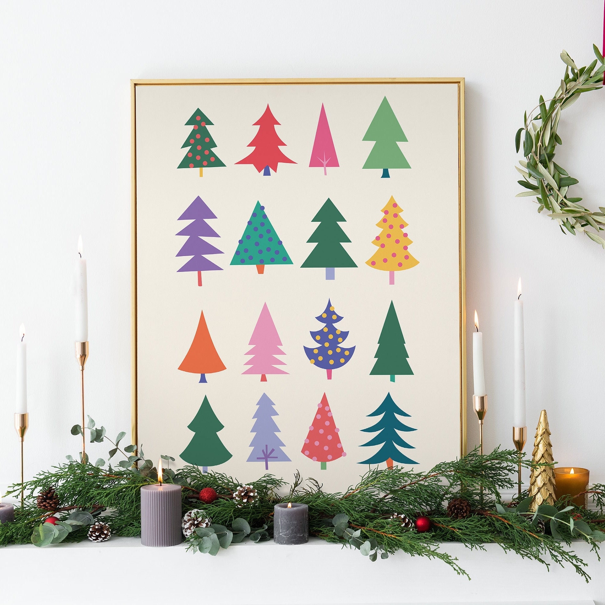 Colorful Christmas Trees Print - Image 2