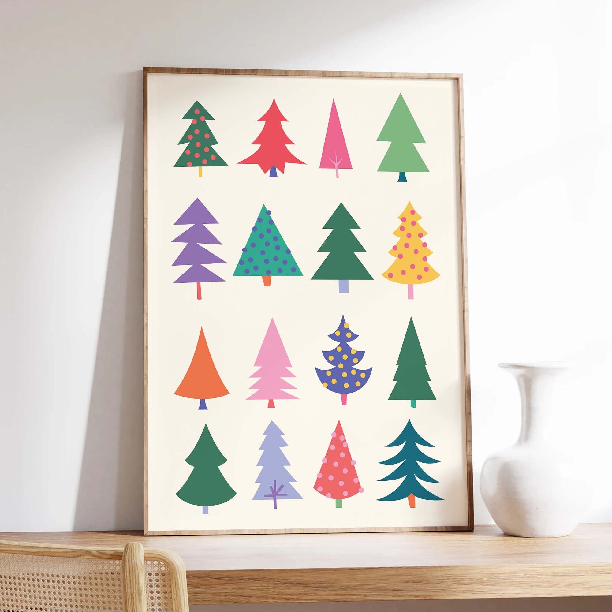 Colorful Christmas Trees Print - Image 4