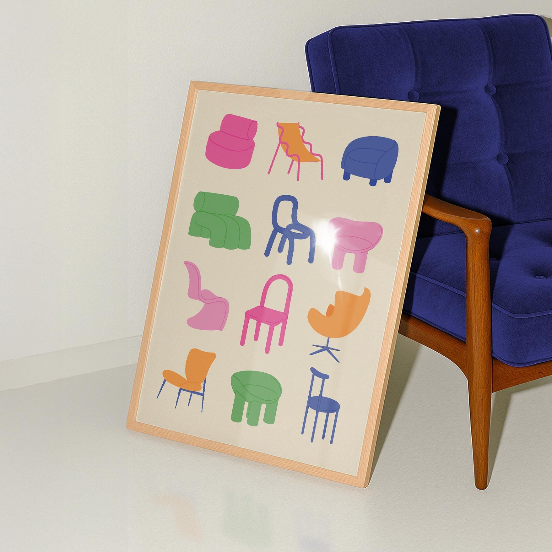 Colorful Modern Chairs Print - Image 2