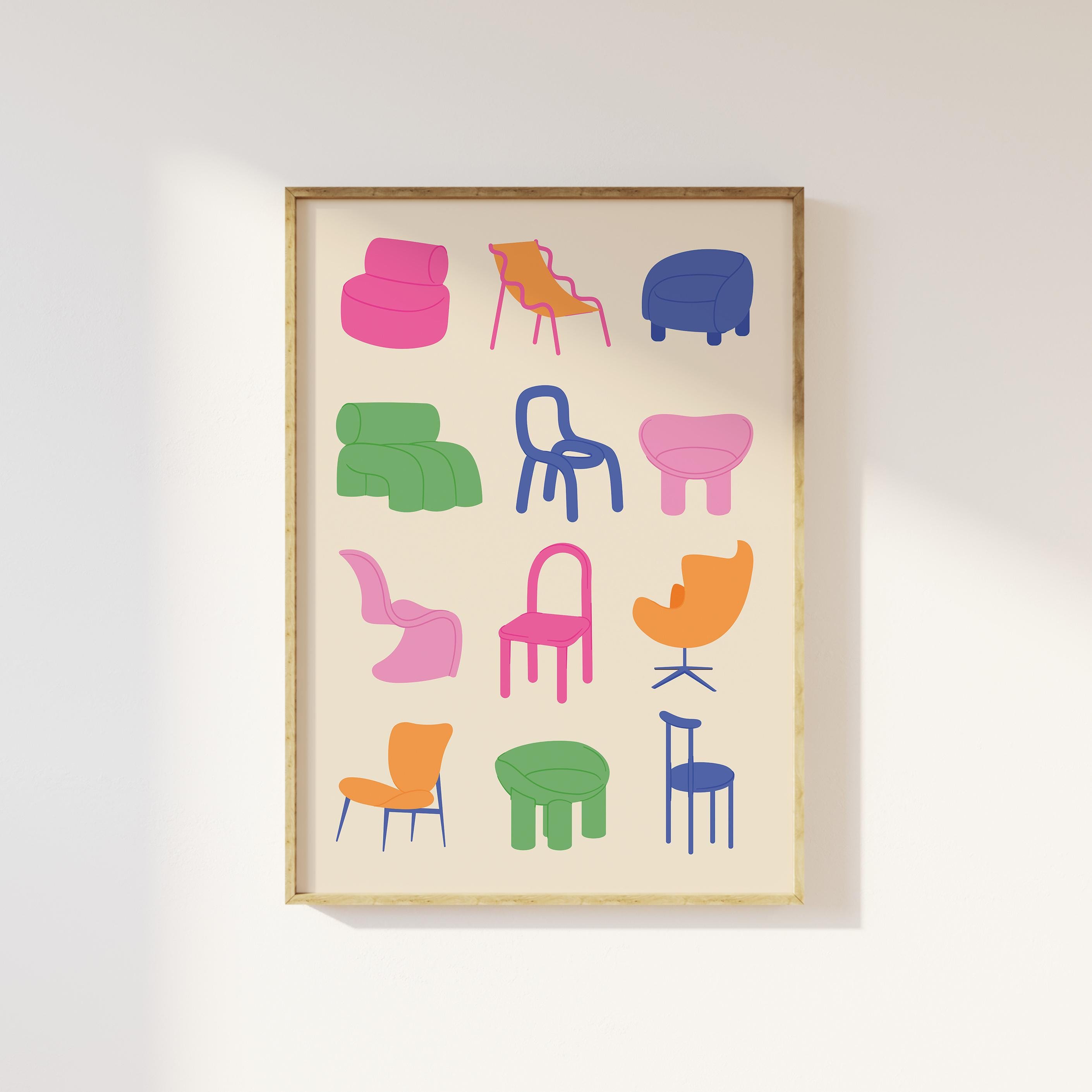 Colorful Modern Chairs Print - Image 3