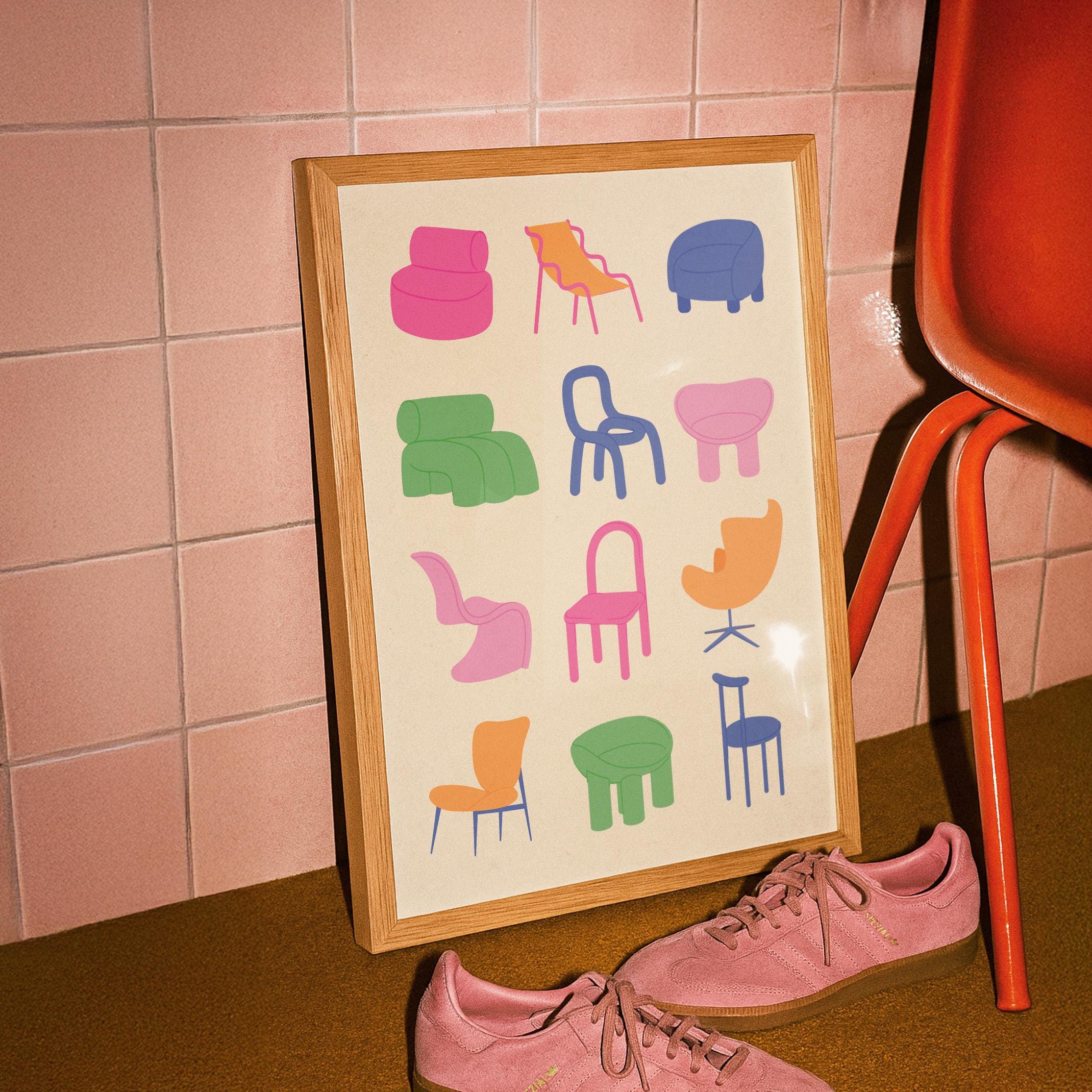 Colorful Modern Chairs Print - Image 4