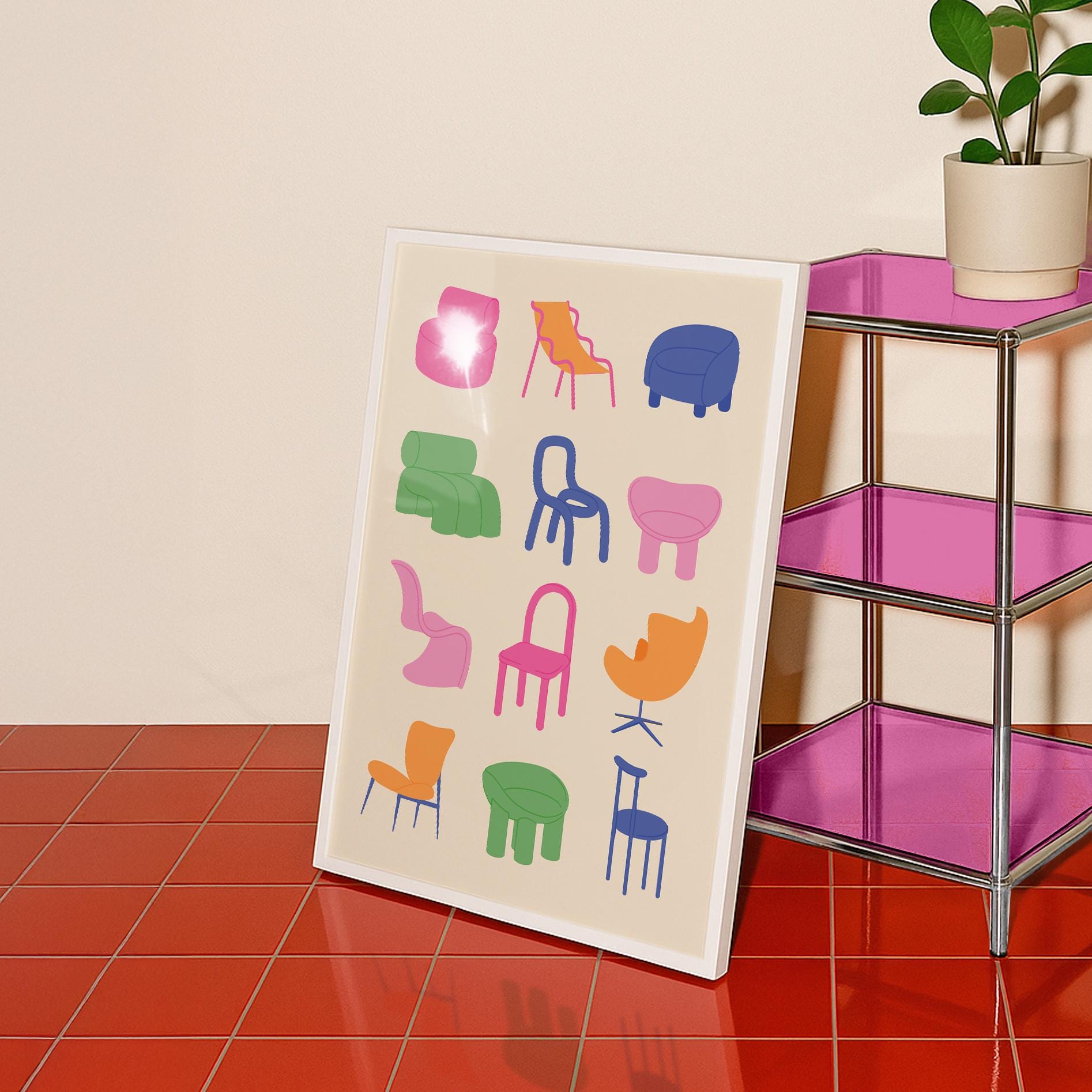 Colorful Modern Chairs Print - Image 5