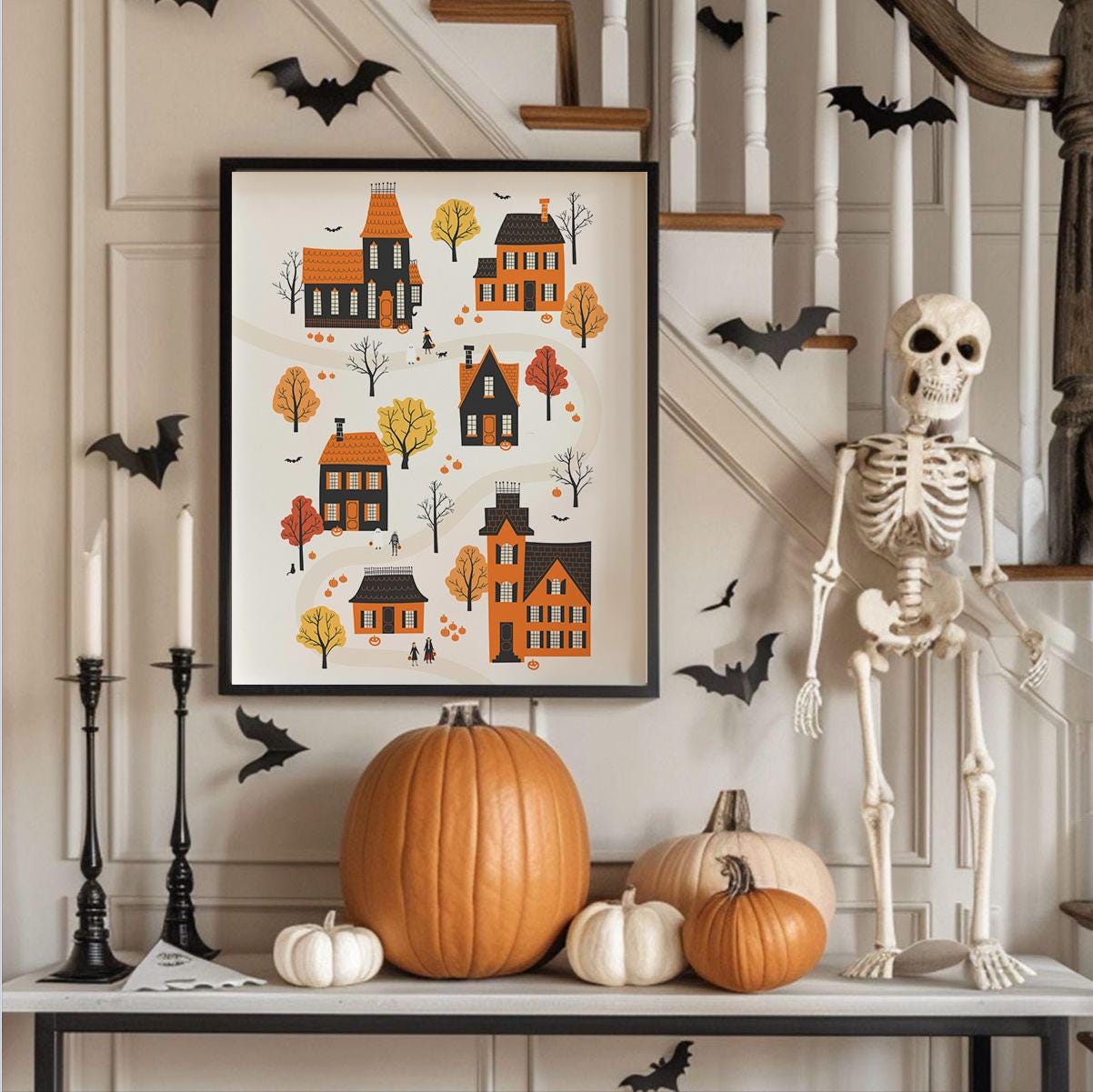 Cozy Halloween Village Print - Image 3