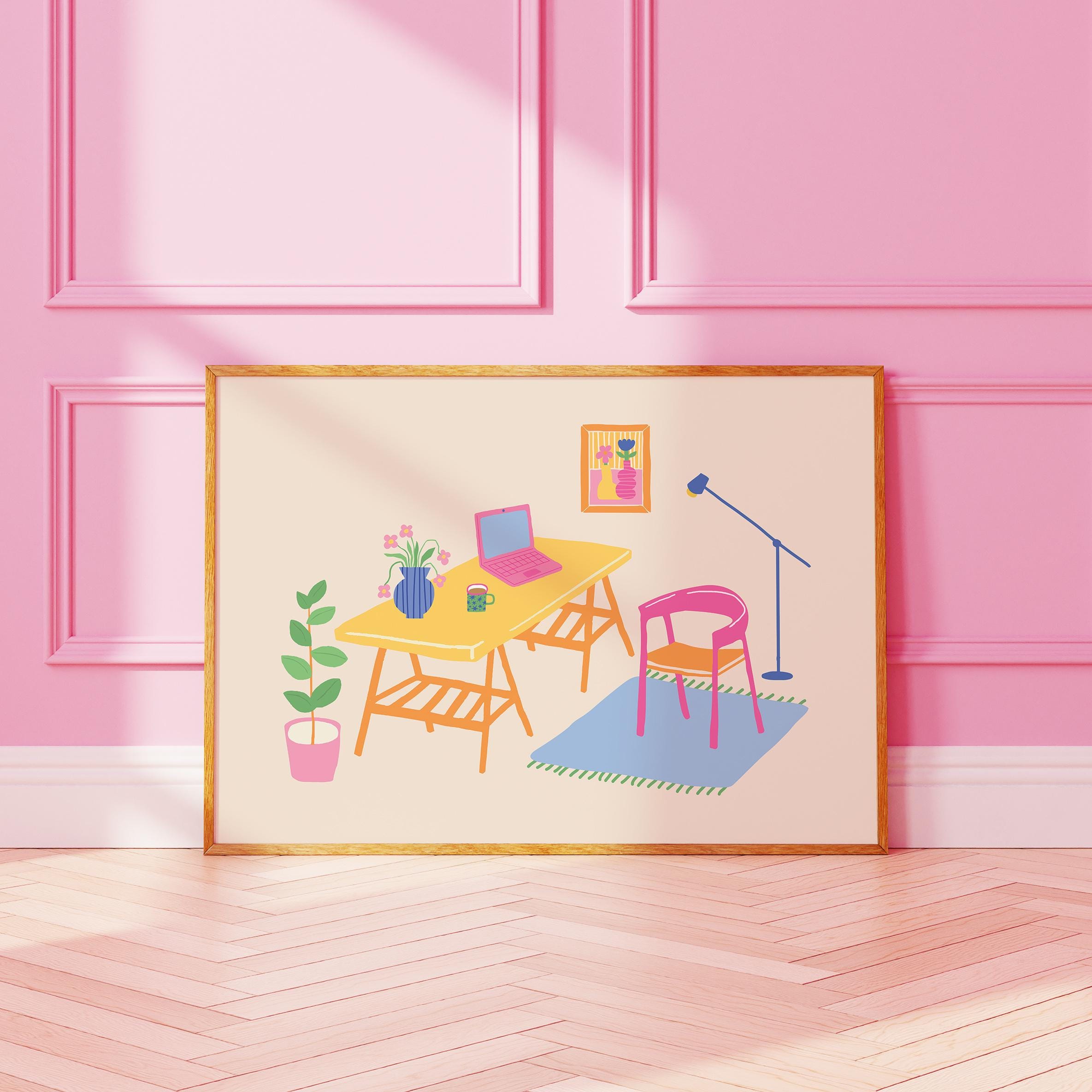 Cute Office Illustration Print