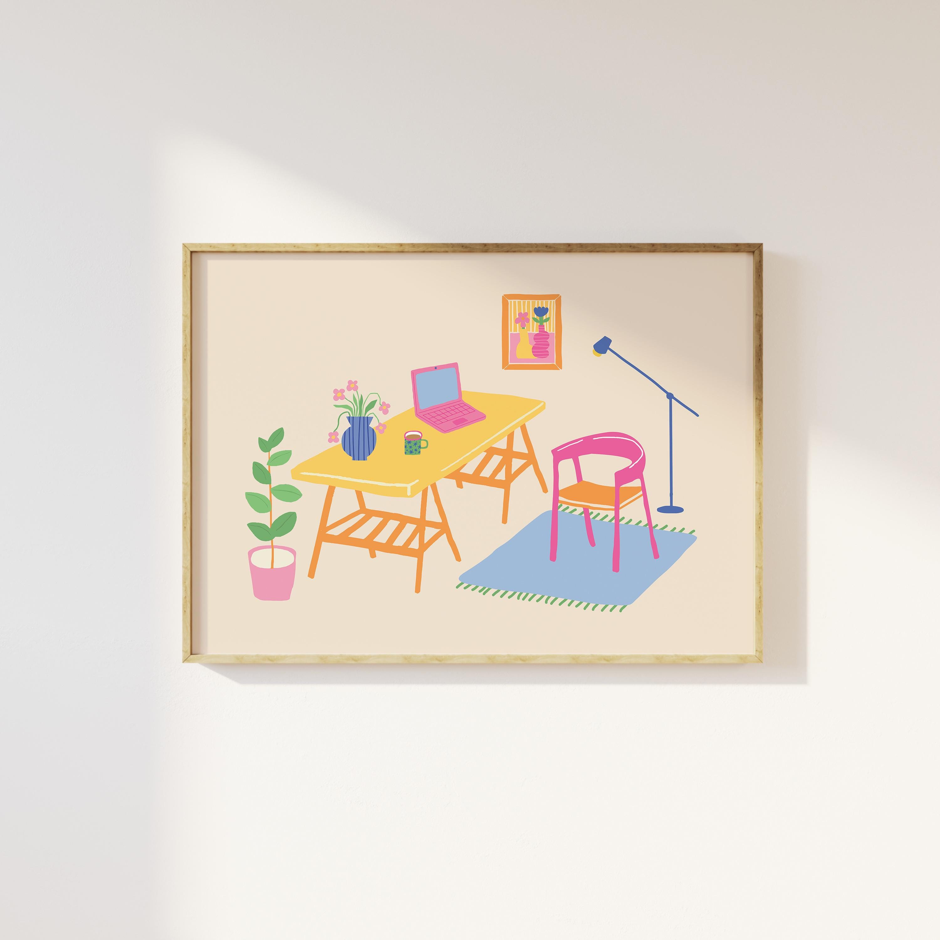 Cute Office Illustration Print - Image 4
