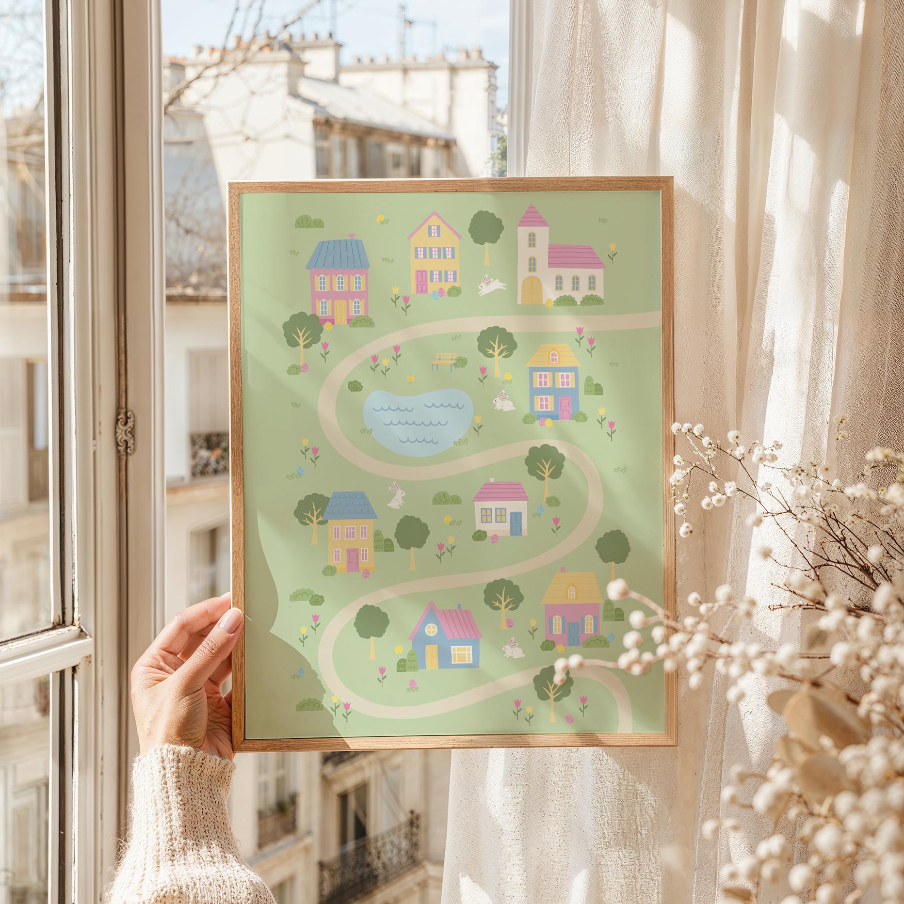Easter Egg Hunt Village Print - Image 3