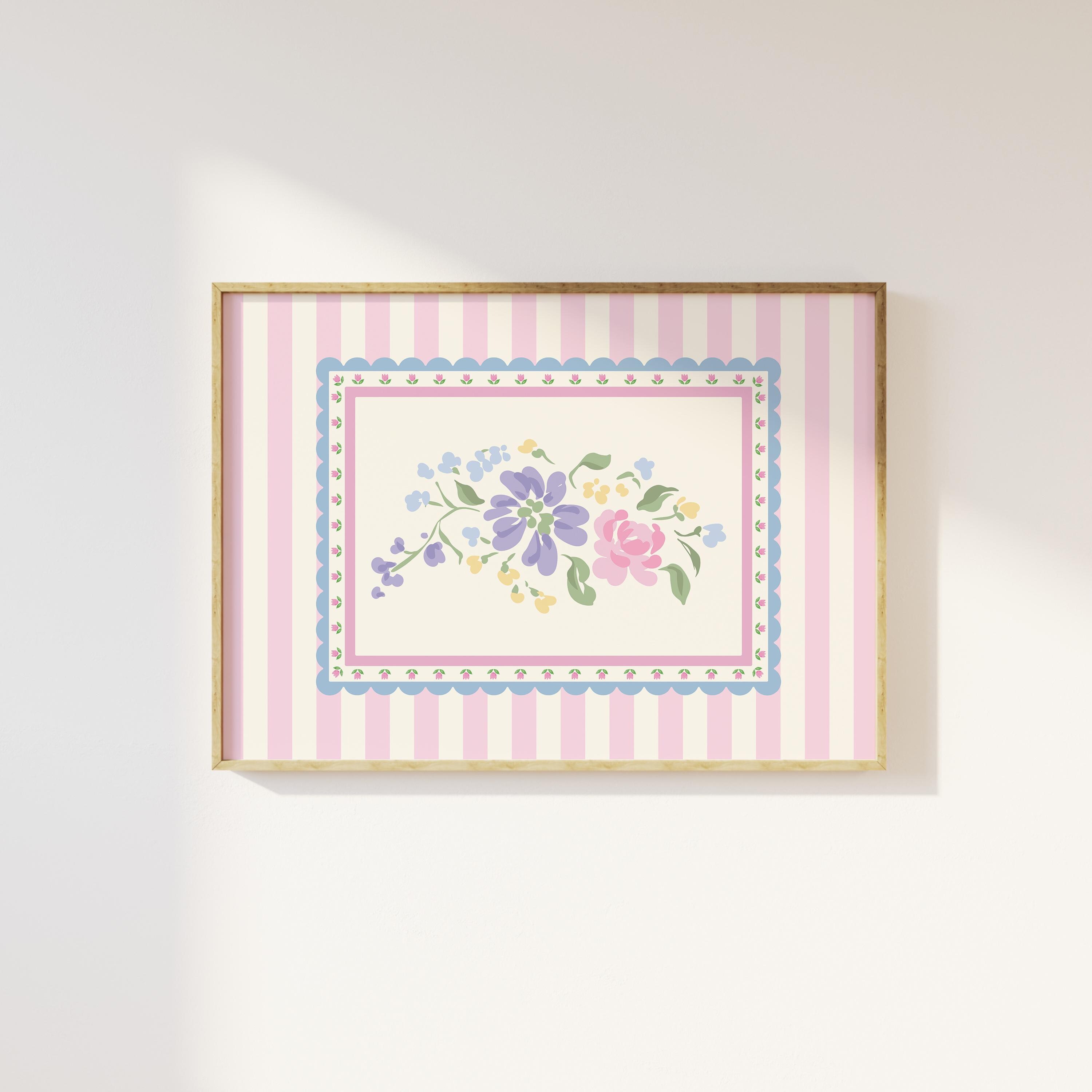 Floral Striped Bouquet Print