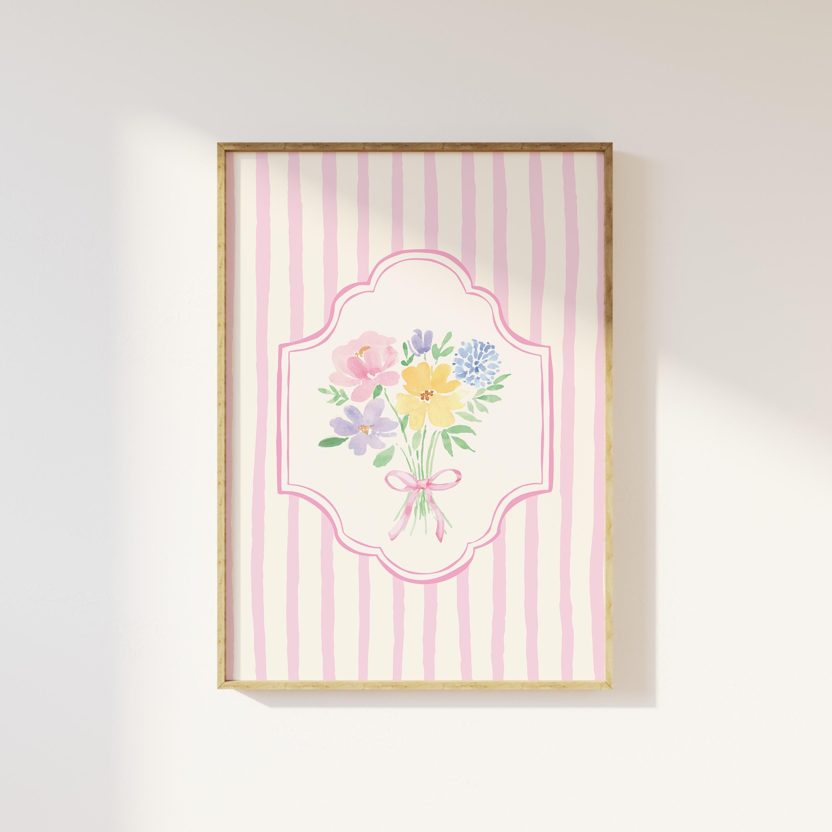 Floral Striped Bouquet Print