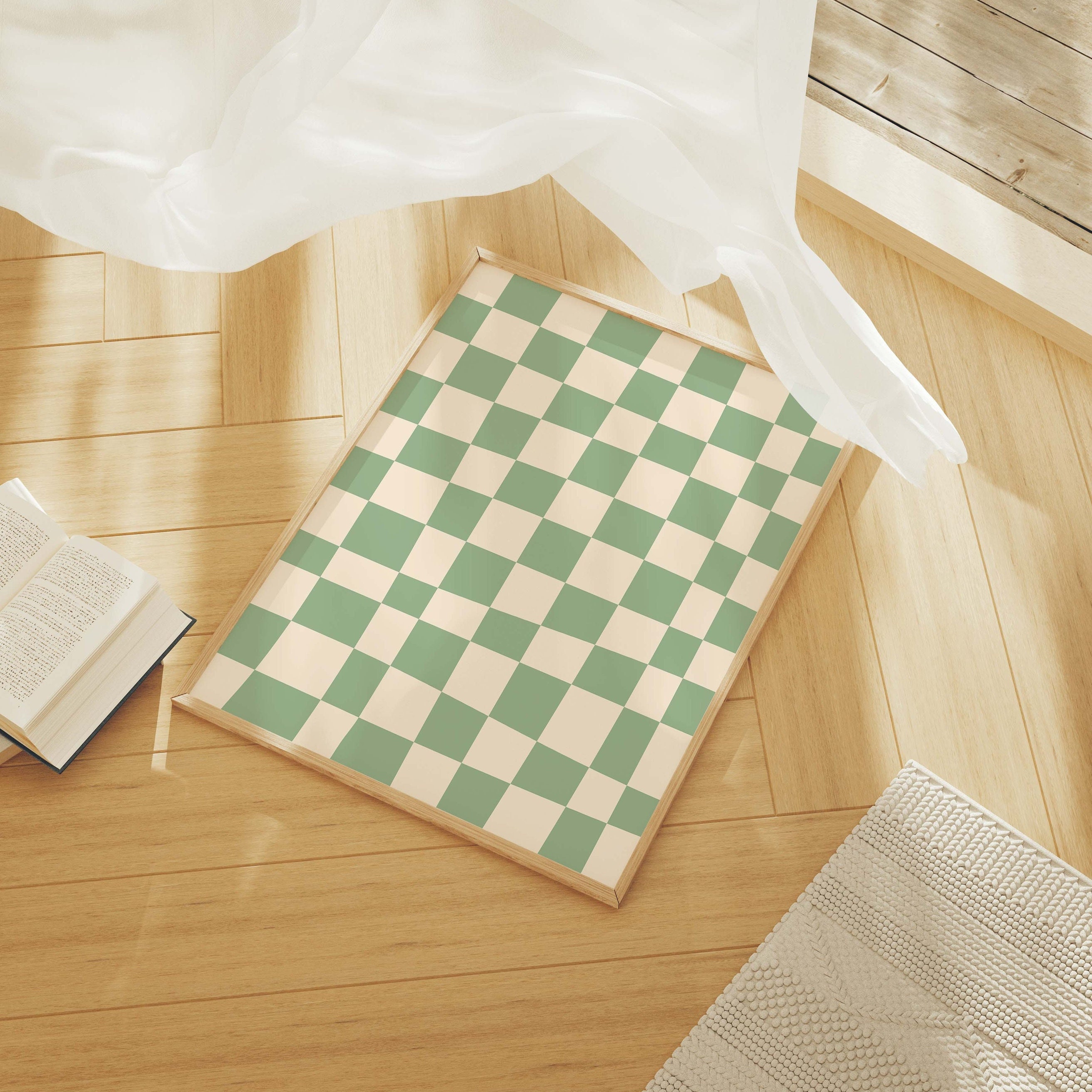Green and White Abstract Print - Image 3