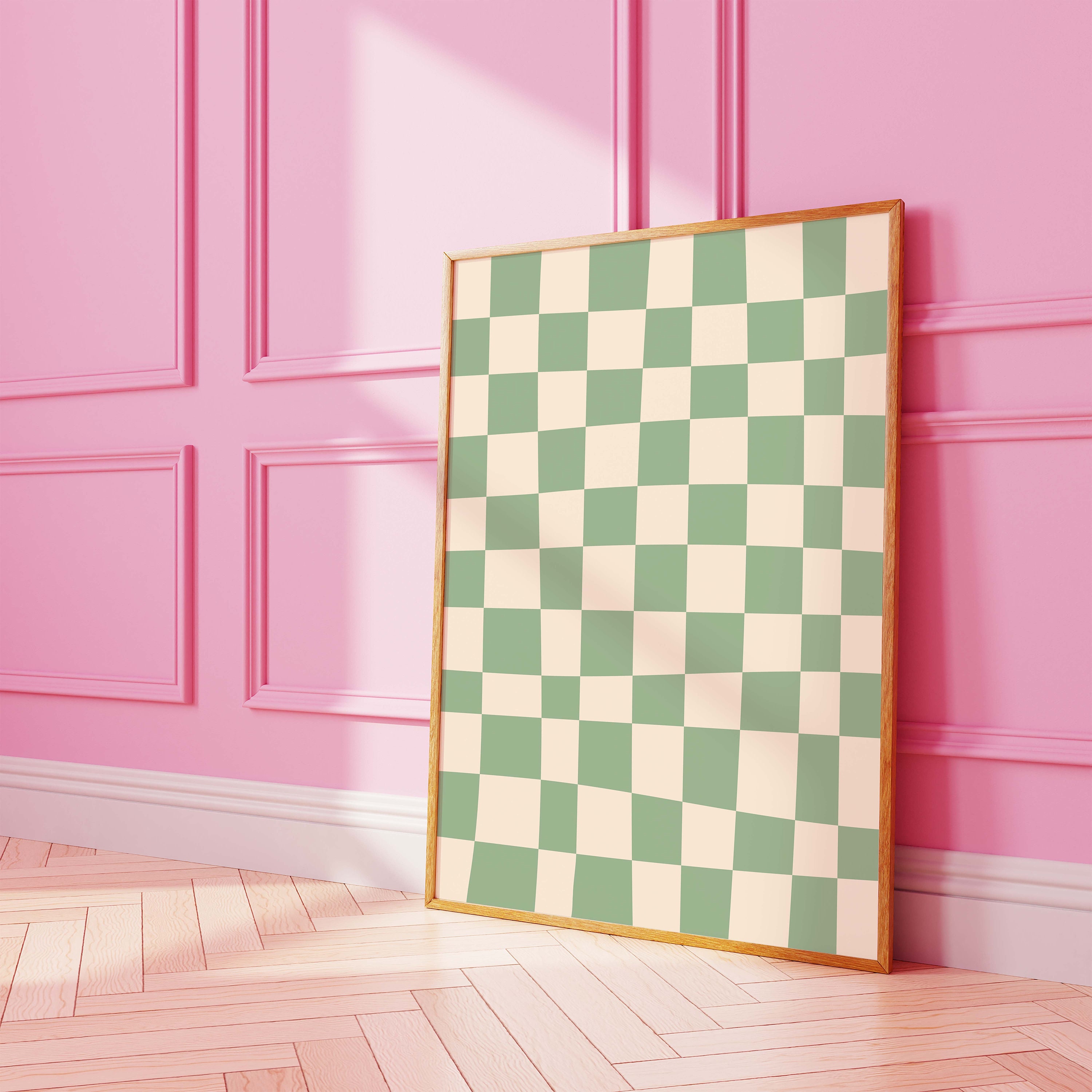 Green and White Abstract Print - Image 4