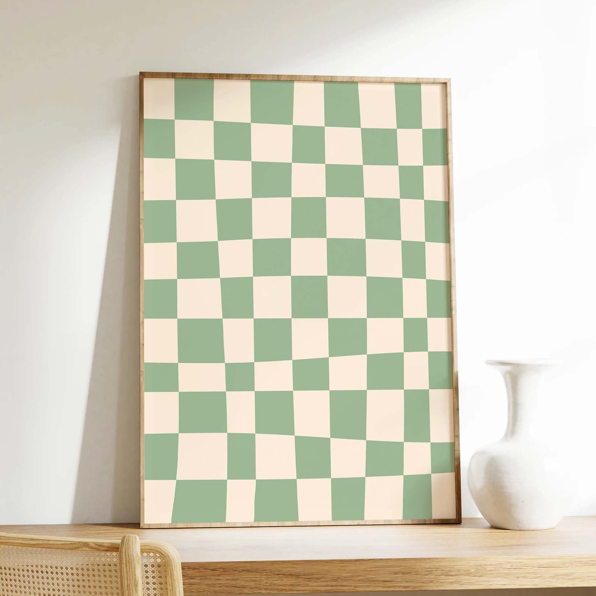 Green and White Abstract Print - Image 5