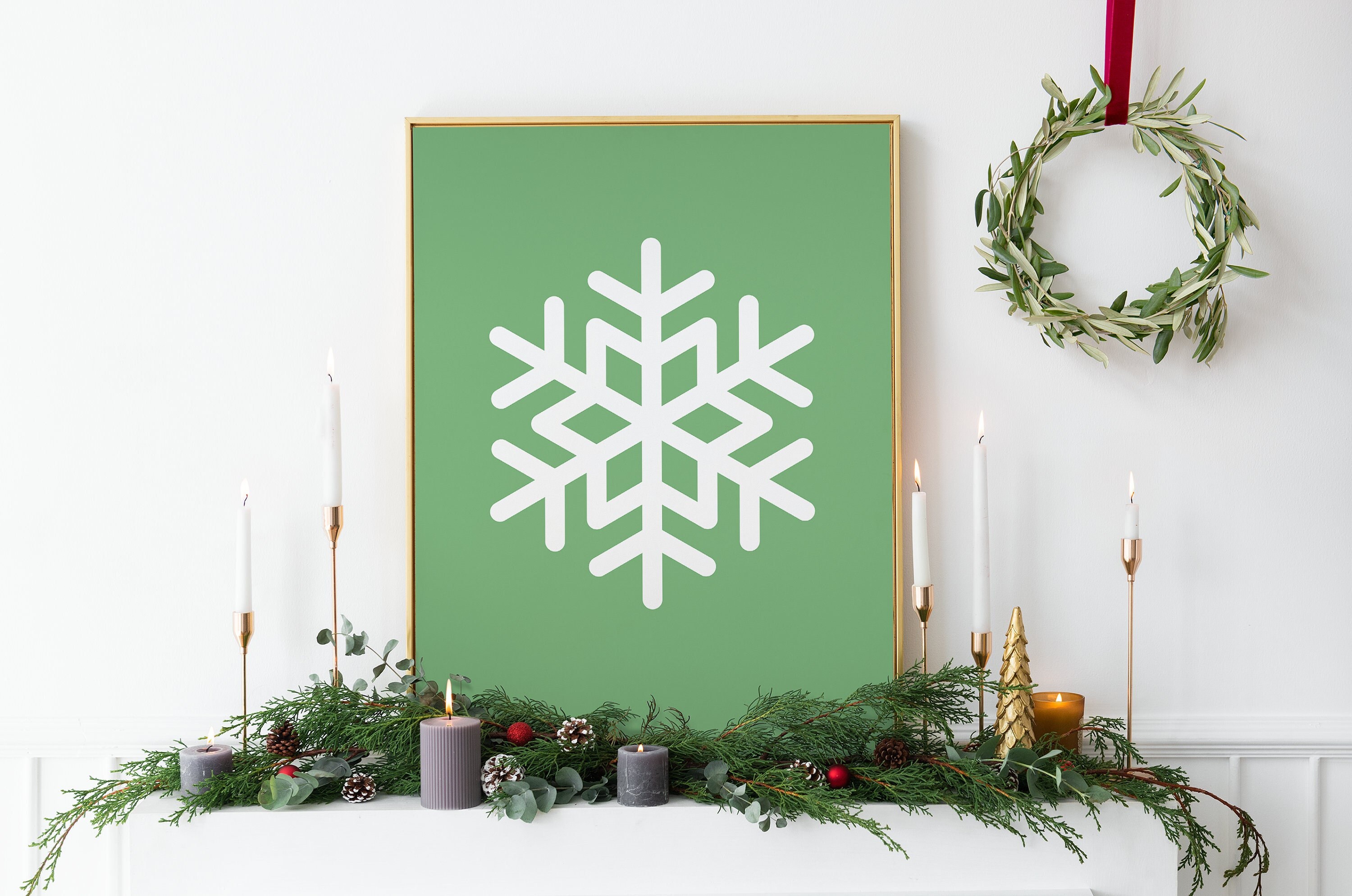 Green Snowflake Print - Image 2