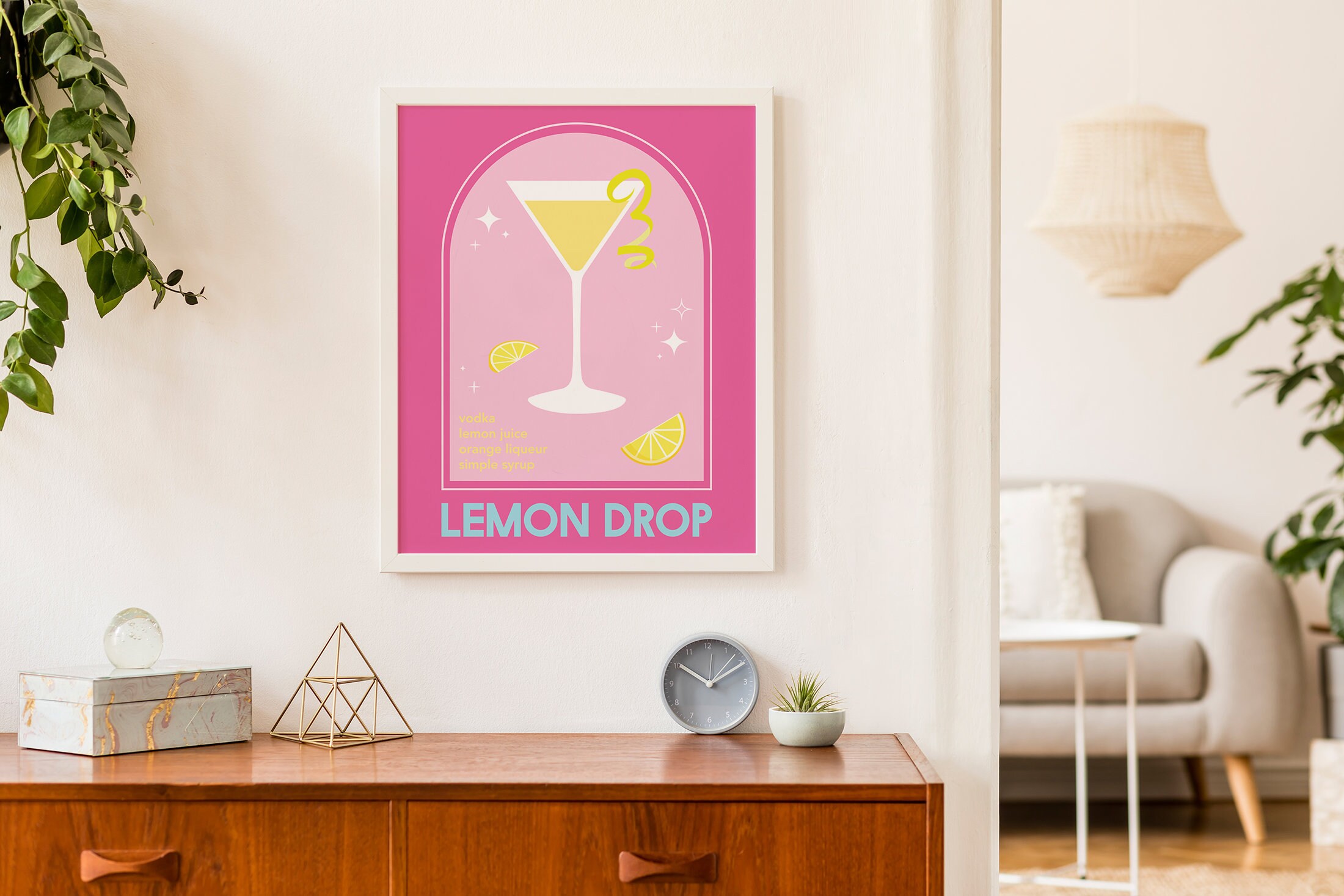 Lemon Drop Martini Cocktail Print - Image 3