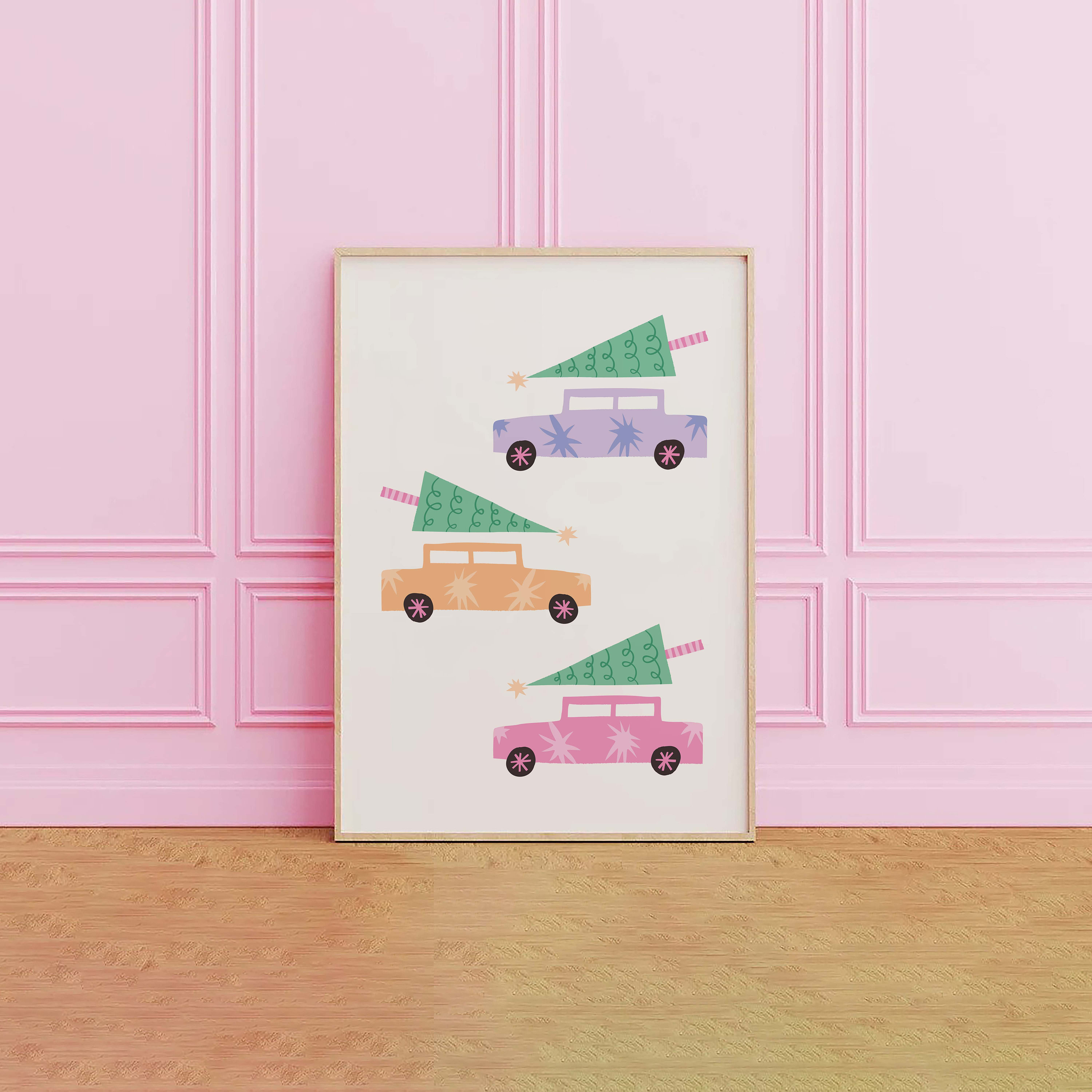 Pastel Christmas Cars Print - Image 5
