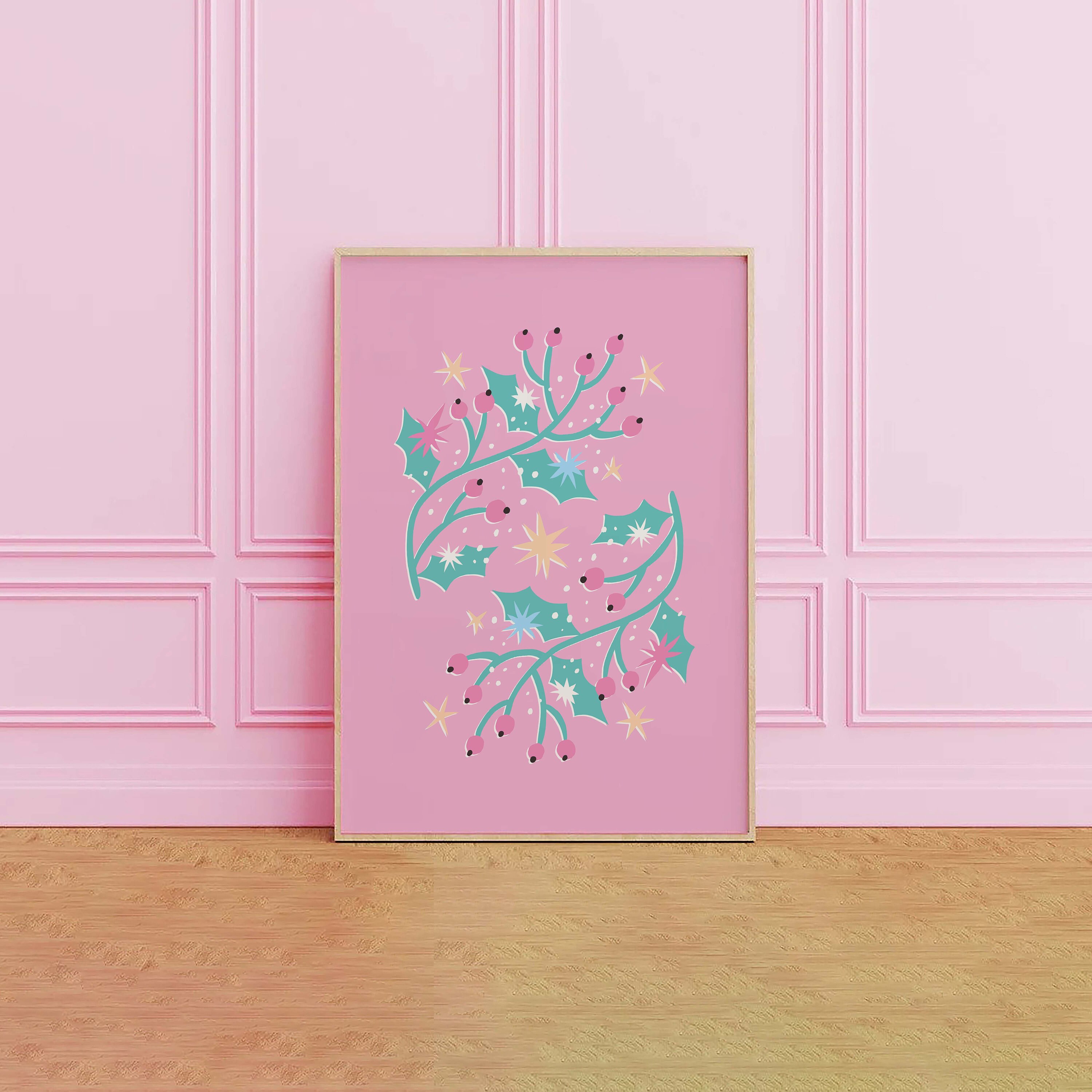 Pastel Christmas Holly Print - Image 5