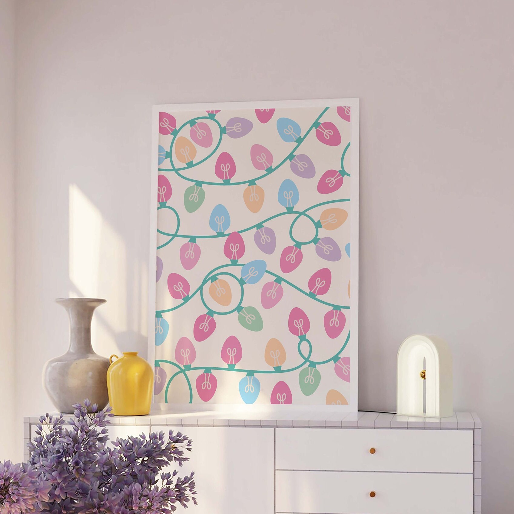 Pastel Christmas Lights Print - Image 5