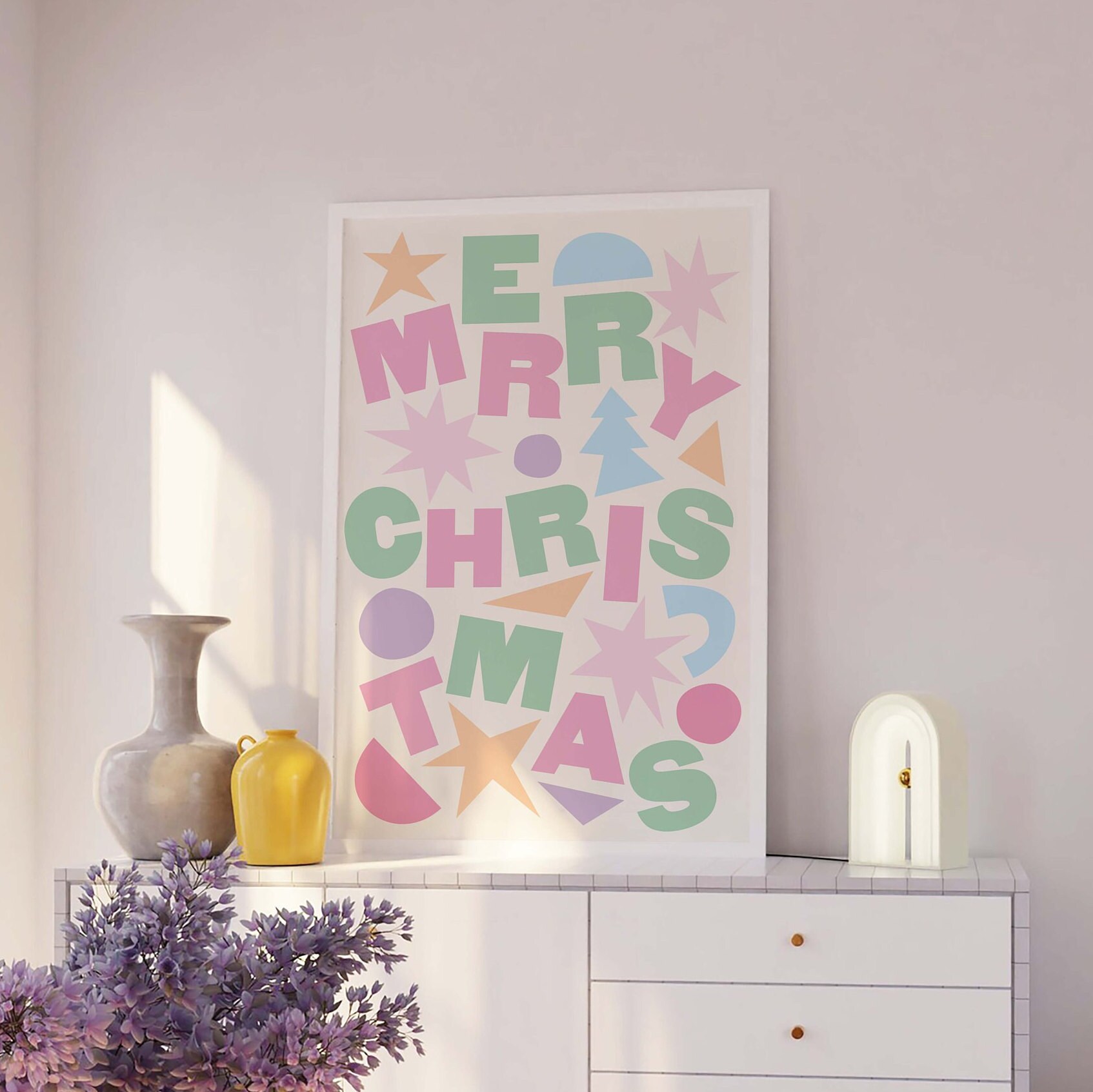 Pastel Merry Christmas Print - Image 4