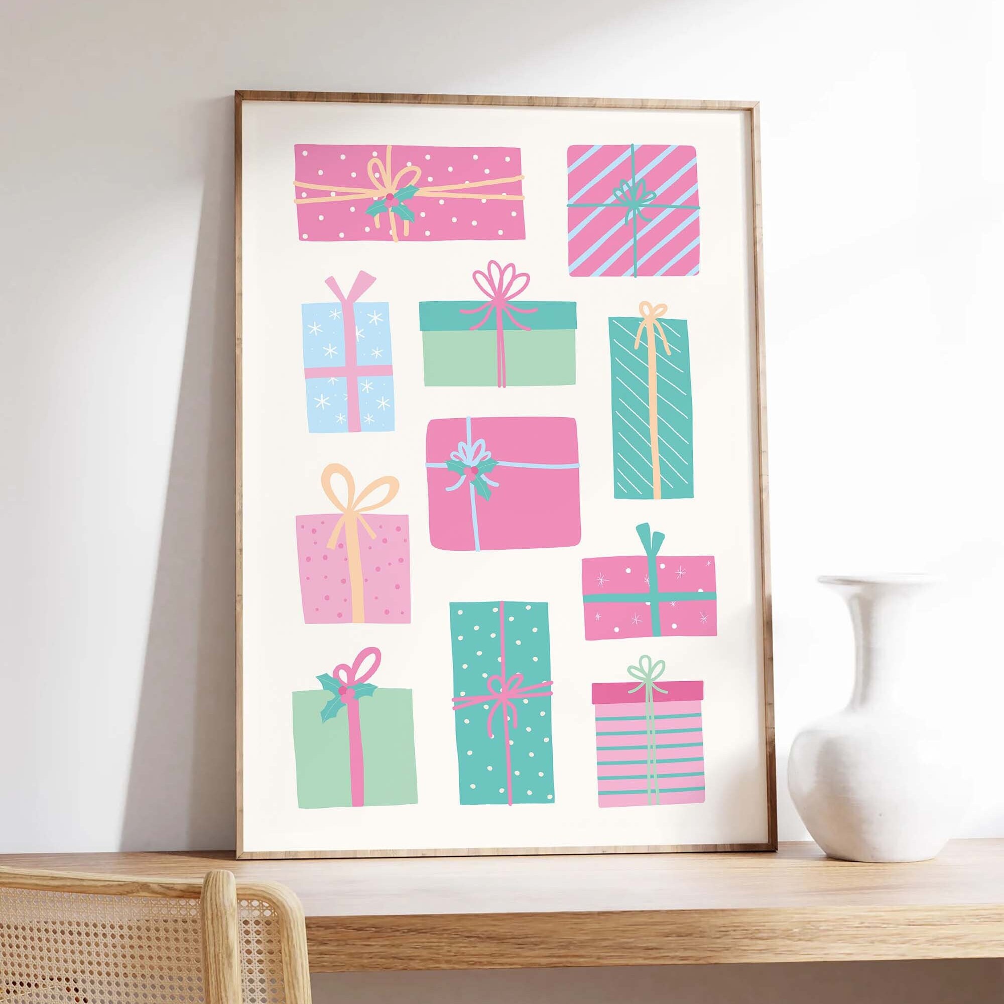 Pastels Christmas Presents Print - Image 4
