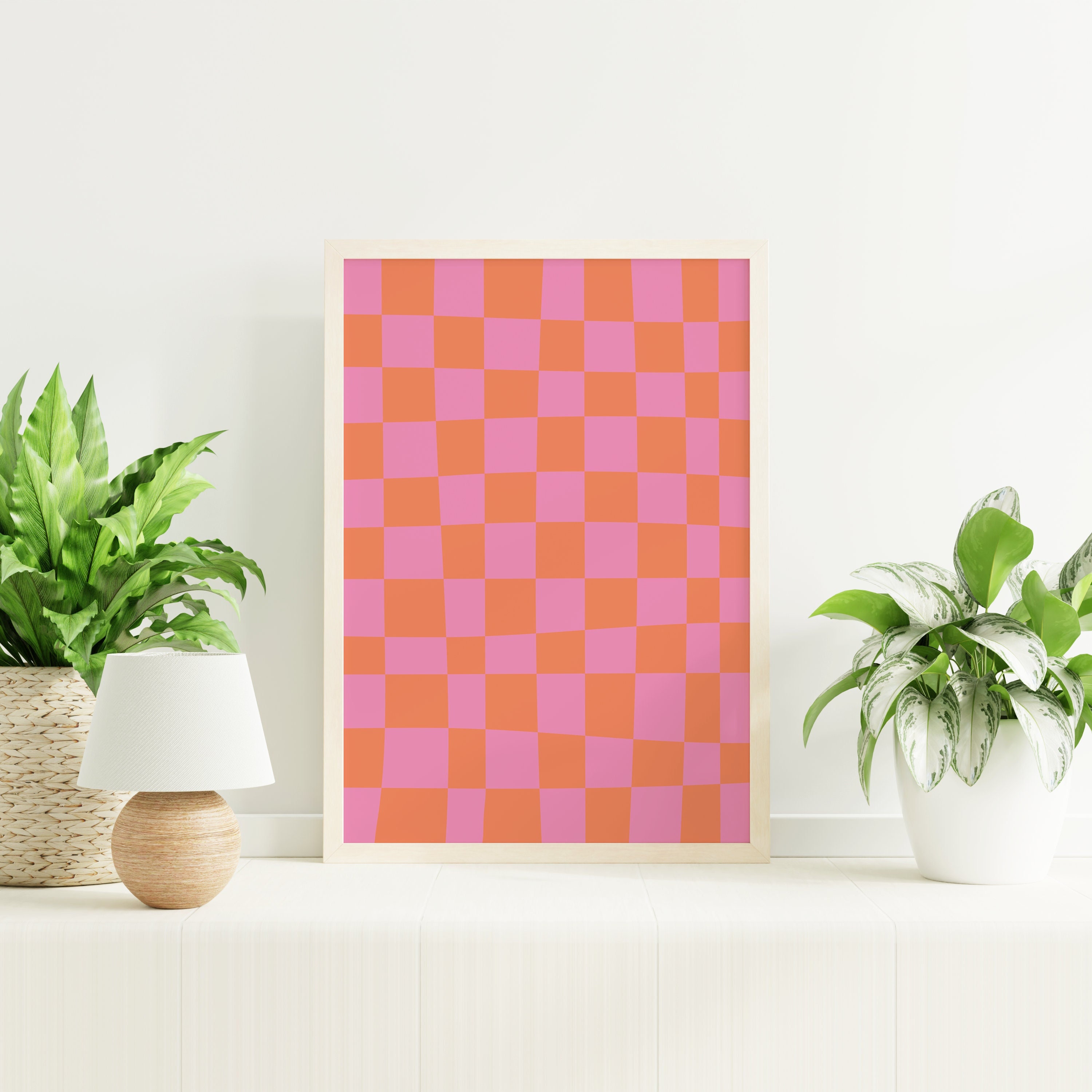 Pink and Orange Abstract Print