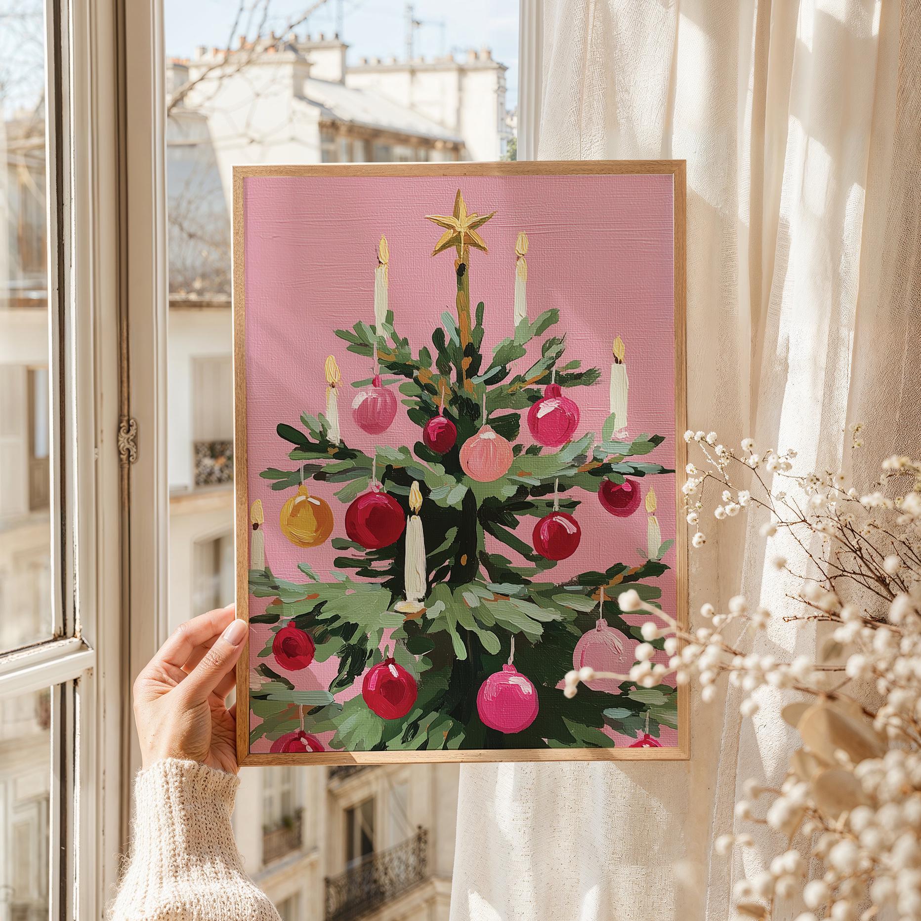 Pink Christmas Tree Painting Print - Image 2