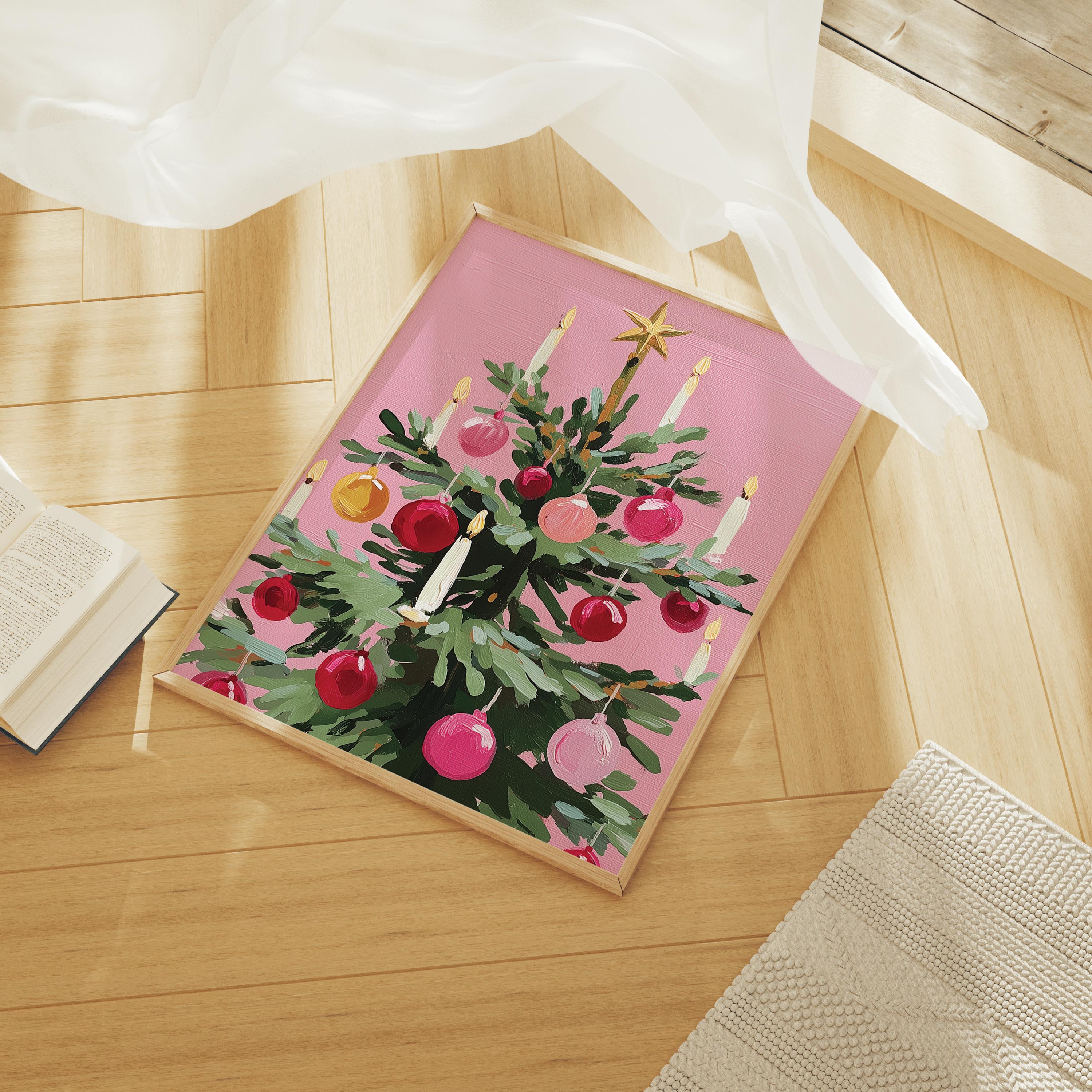 Pink Christmas Tree Painting Print - Image 3